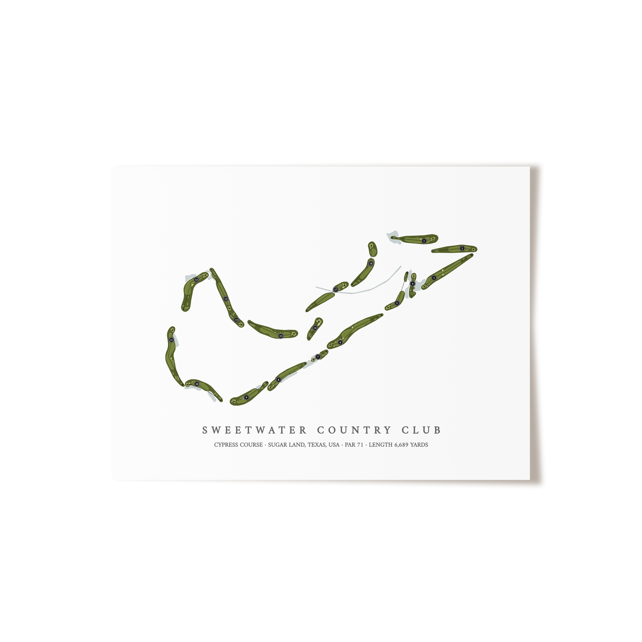 Sweetwater Country Club - Cypress Course | Golf Course Map | Unframed 