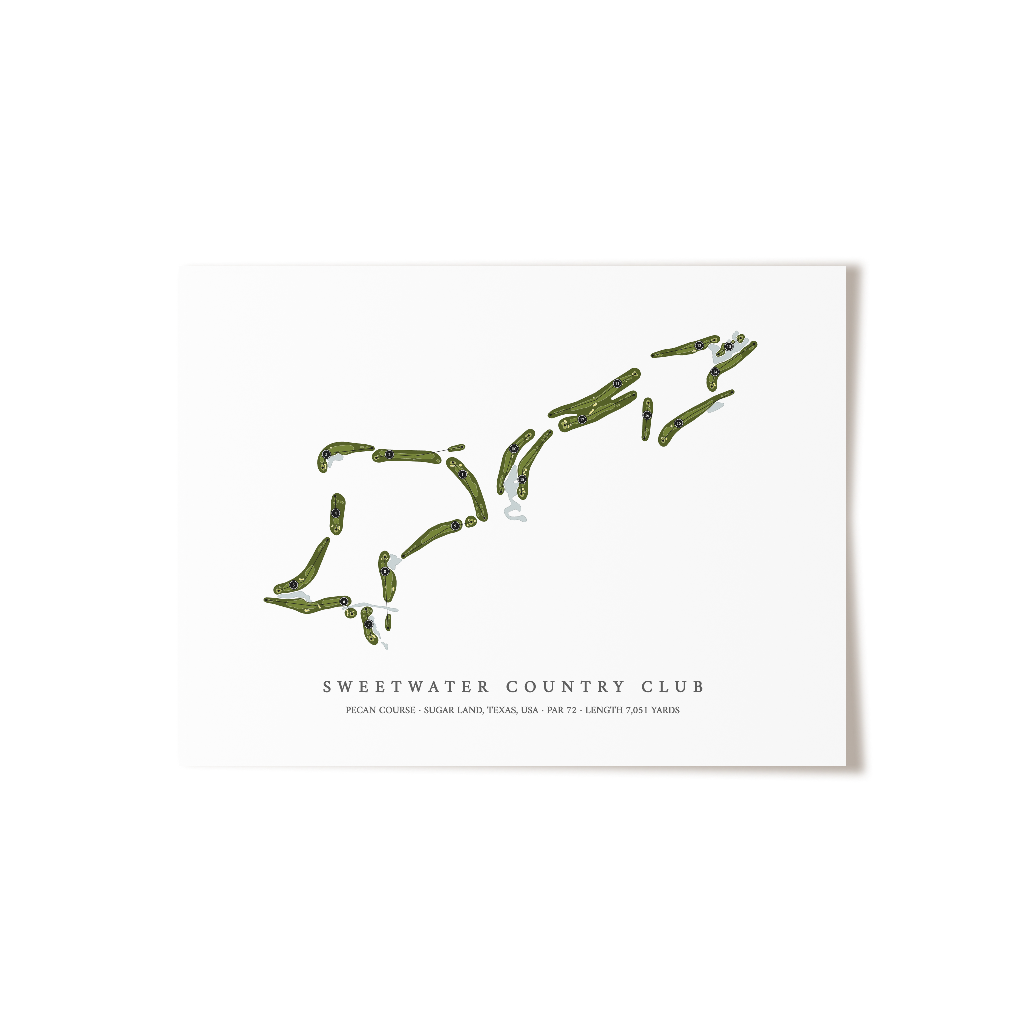 Sweetwater Country Club - Pecan Course | Golf Course Map | Unframed 