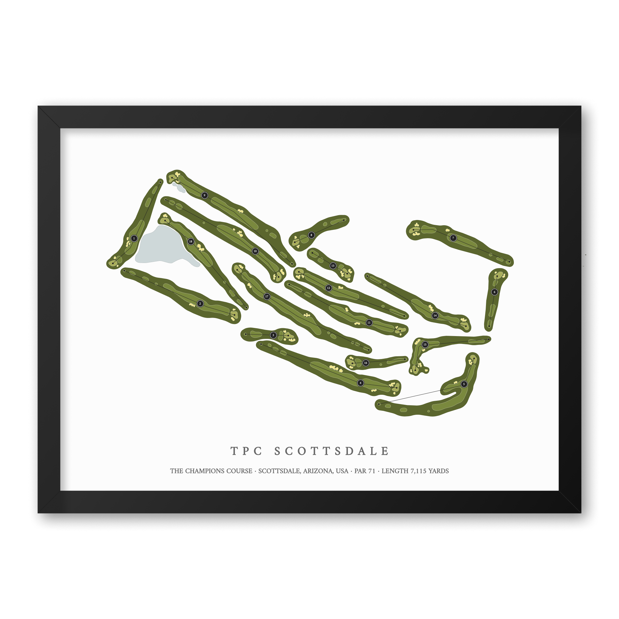 TPC Scottsdale - The Champions Course | Golf Course Print | Black Frame