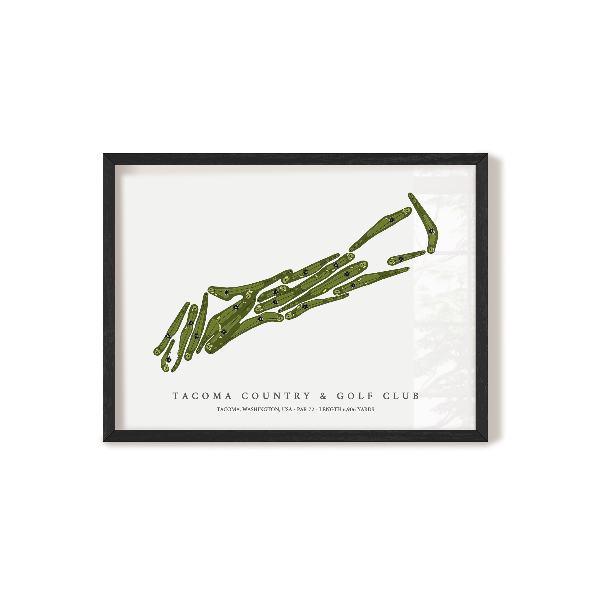 Tacoma Country & Golf Club | Golf Course Map | Black Frame 