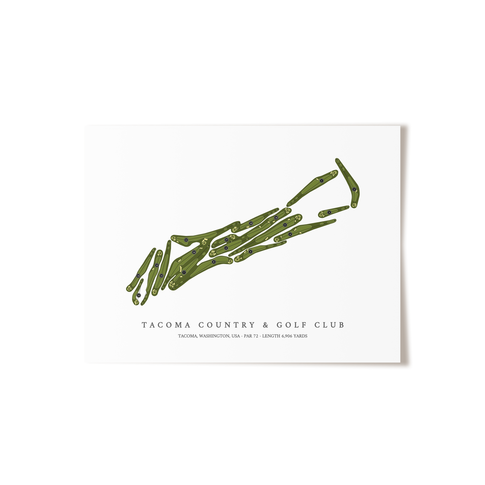 Tacoma Country & Golf Club | Golf Course Map | Unframed 