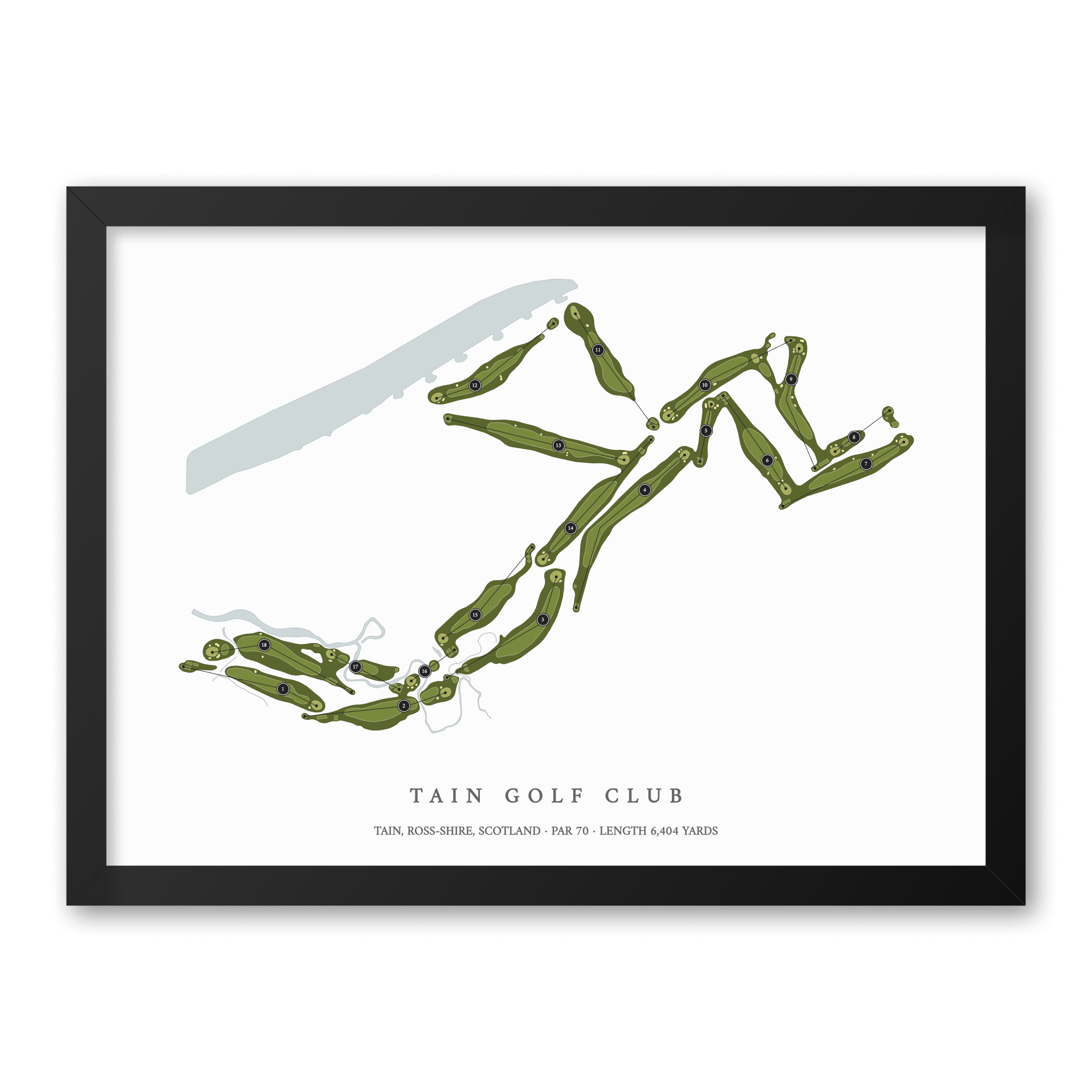 Tain Golf Club | Golf Course Map | Black Frame