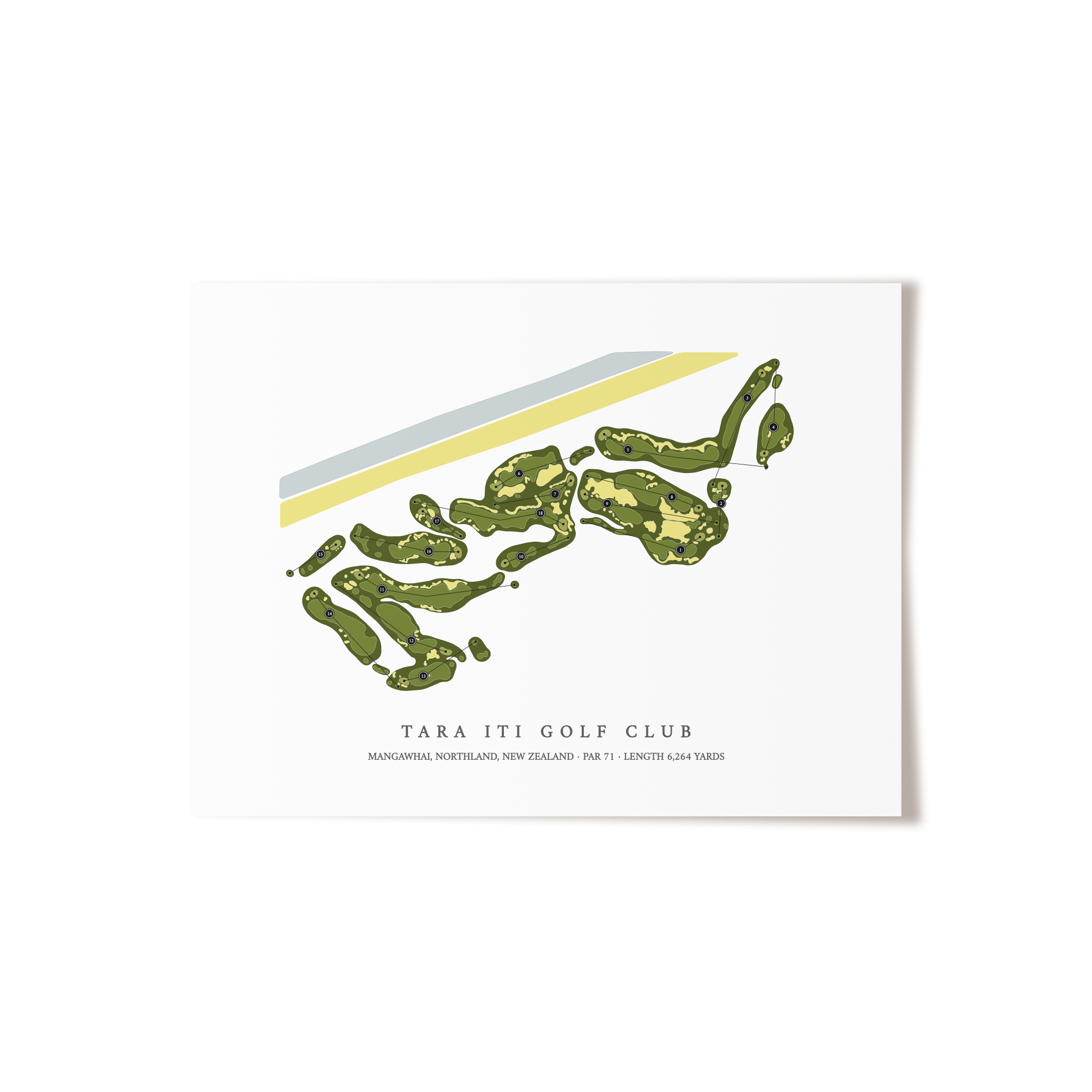 Tara Iti Golf Club | Golf Course Map | Unframed 