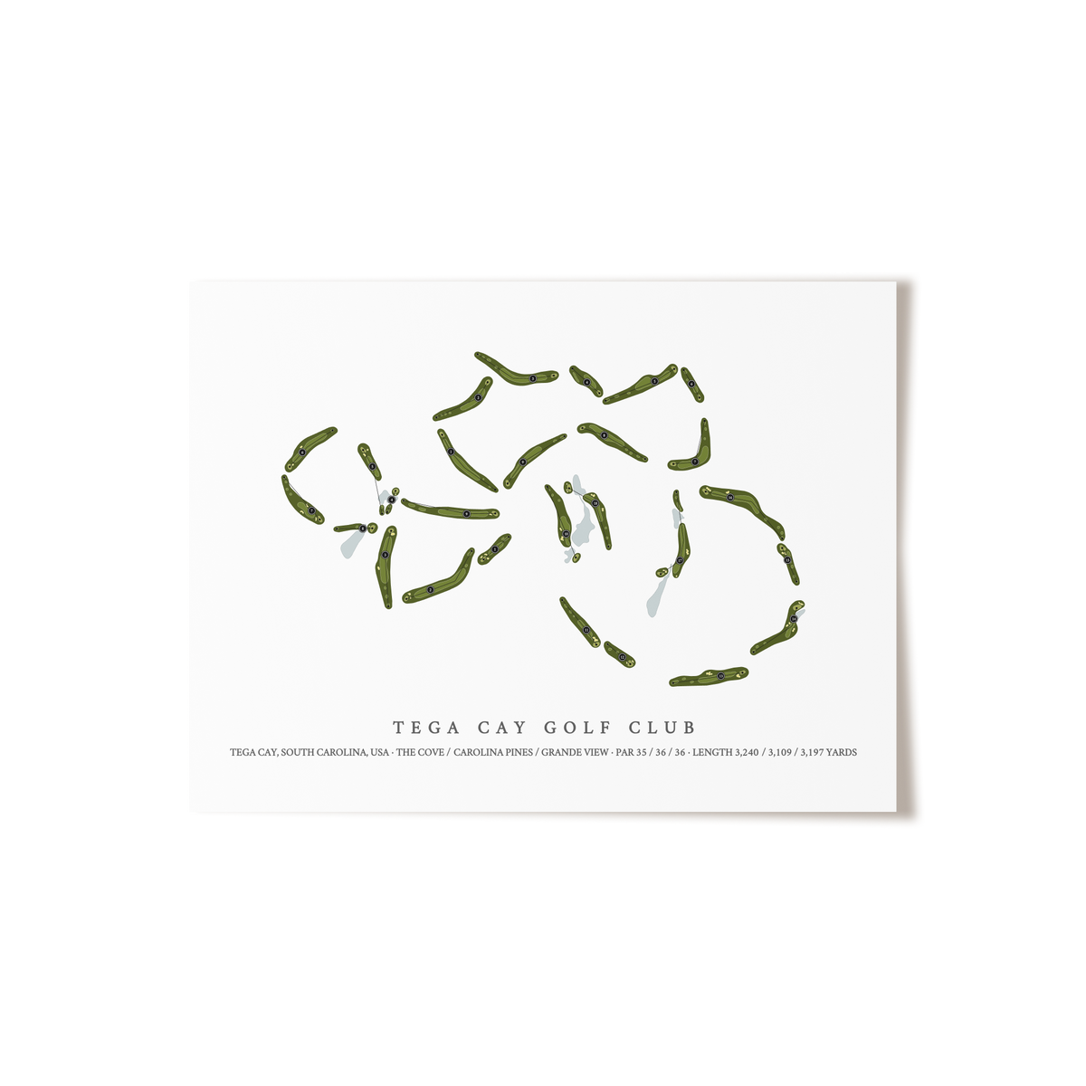 Tega Cay Golf Club | Golf Course Map | Unframed 