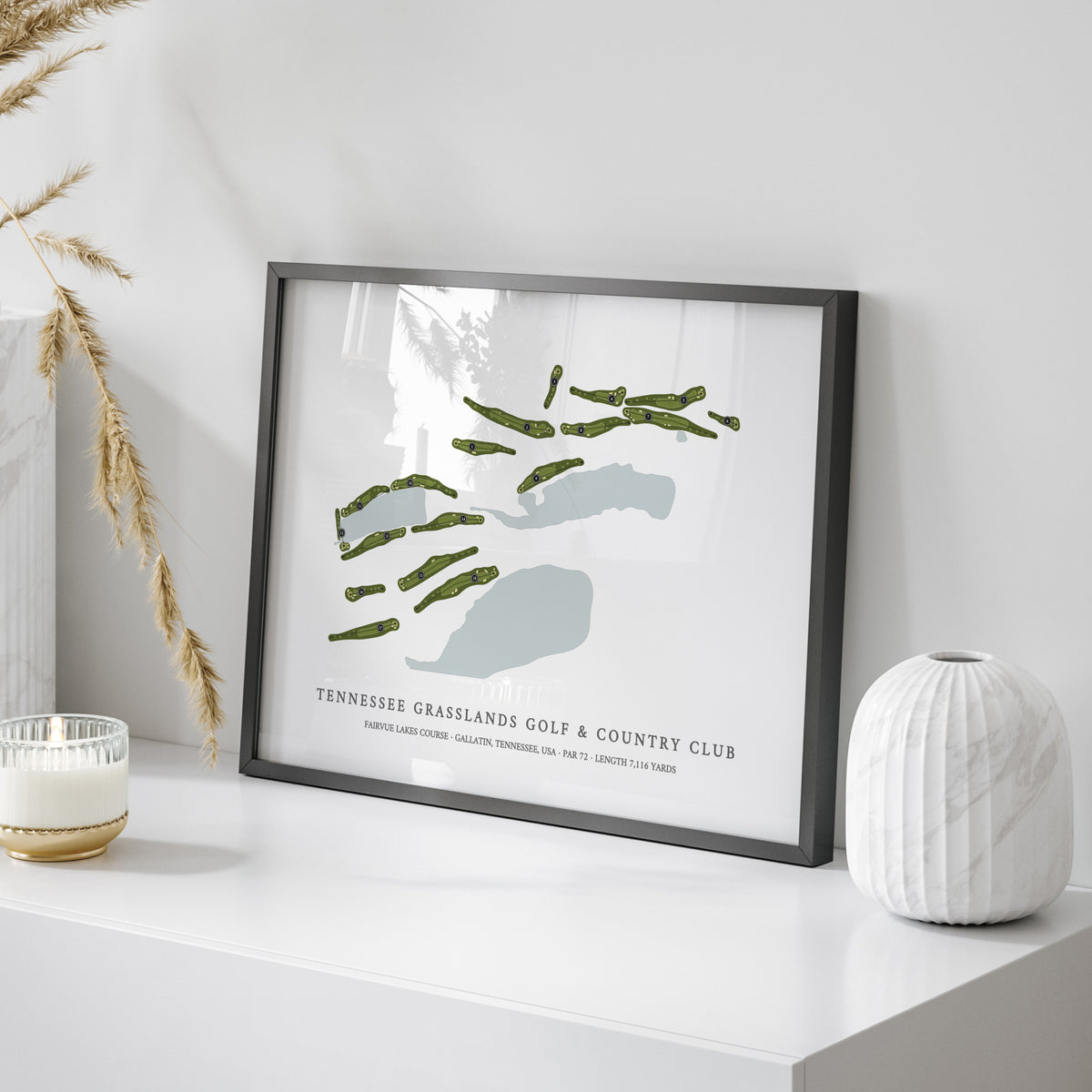 Tennessee Grasslands Golf & Country Club - Fairvue Lakes Course | Golf Course Print | On Table