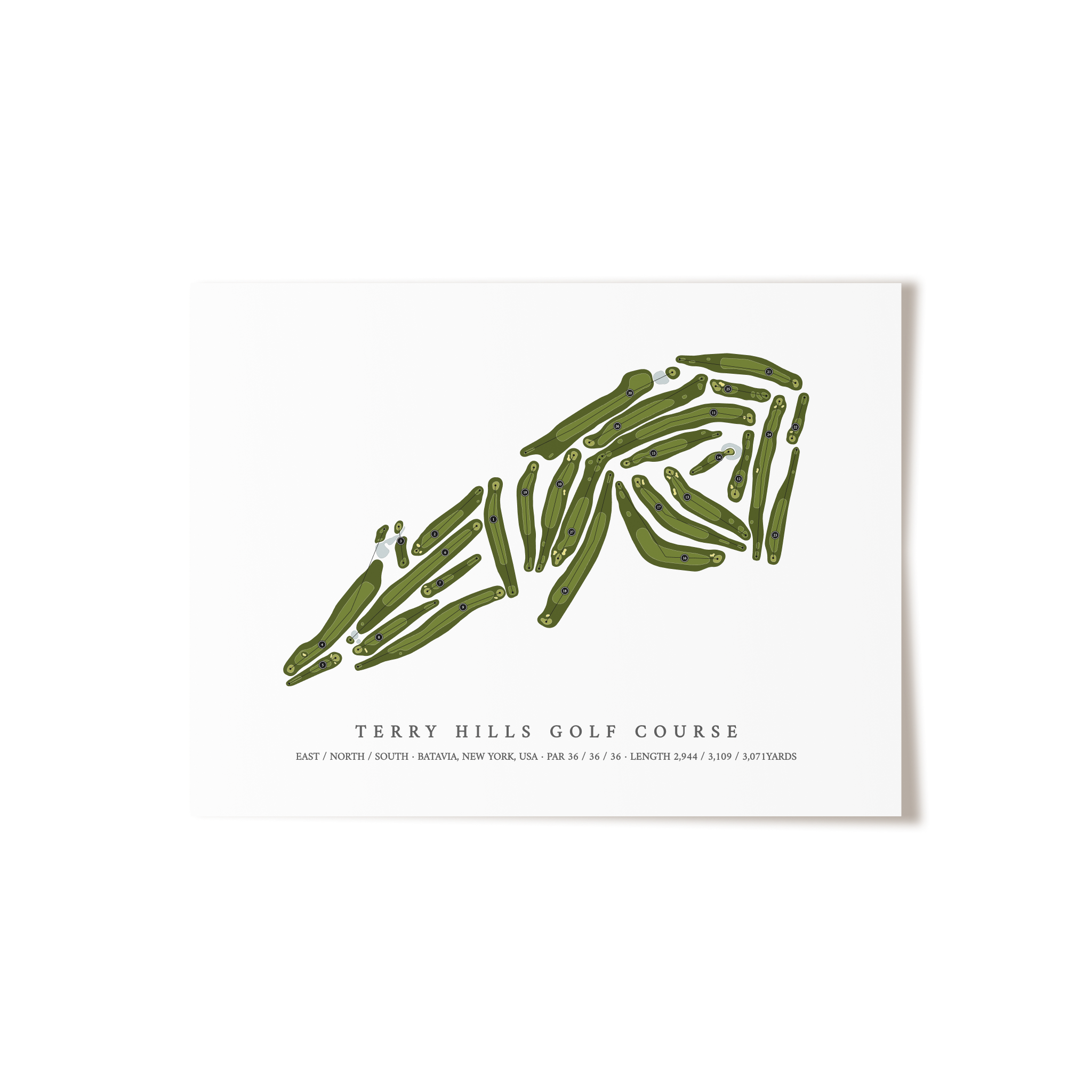 Terry Hills Golf Course | Golf Course Map | Unframed 