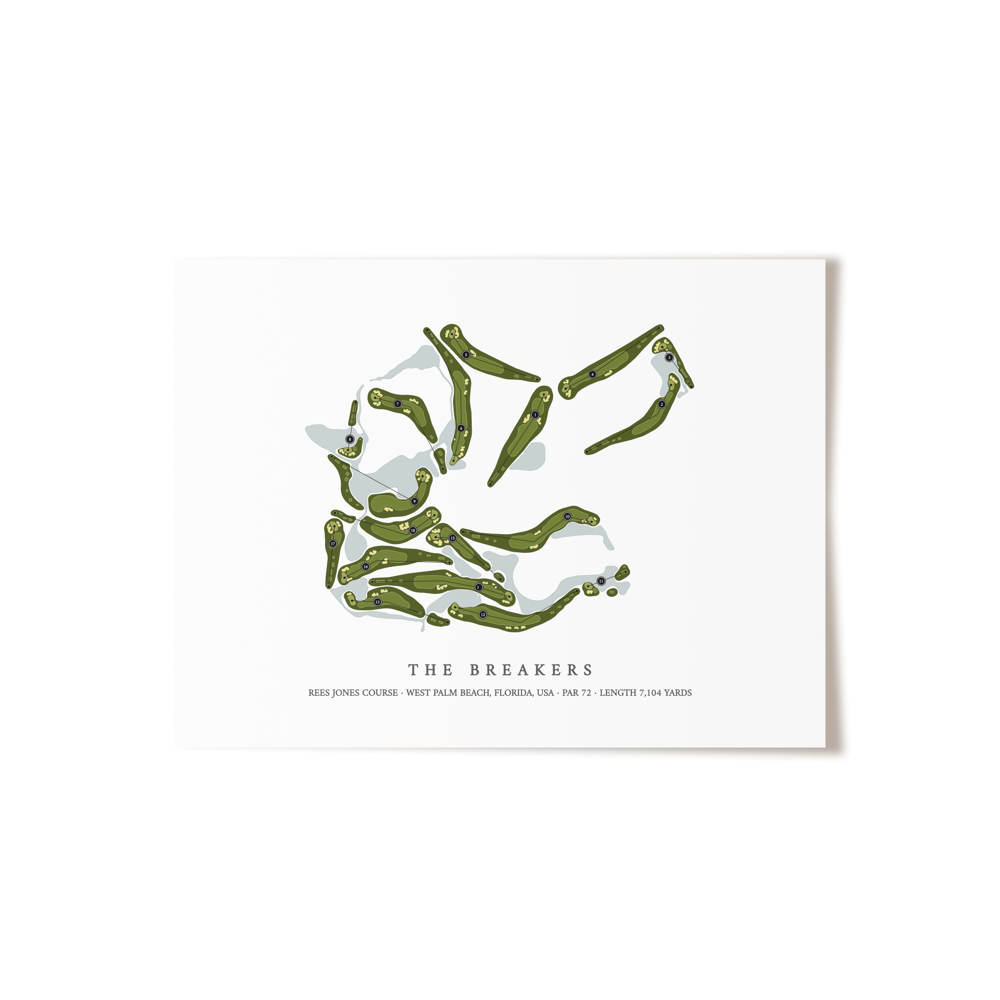 The Breakers - Rees Jones Course | Golf Course Map | Unframed 