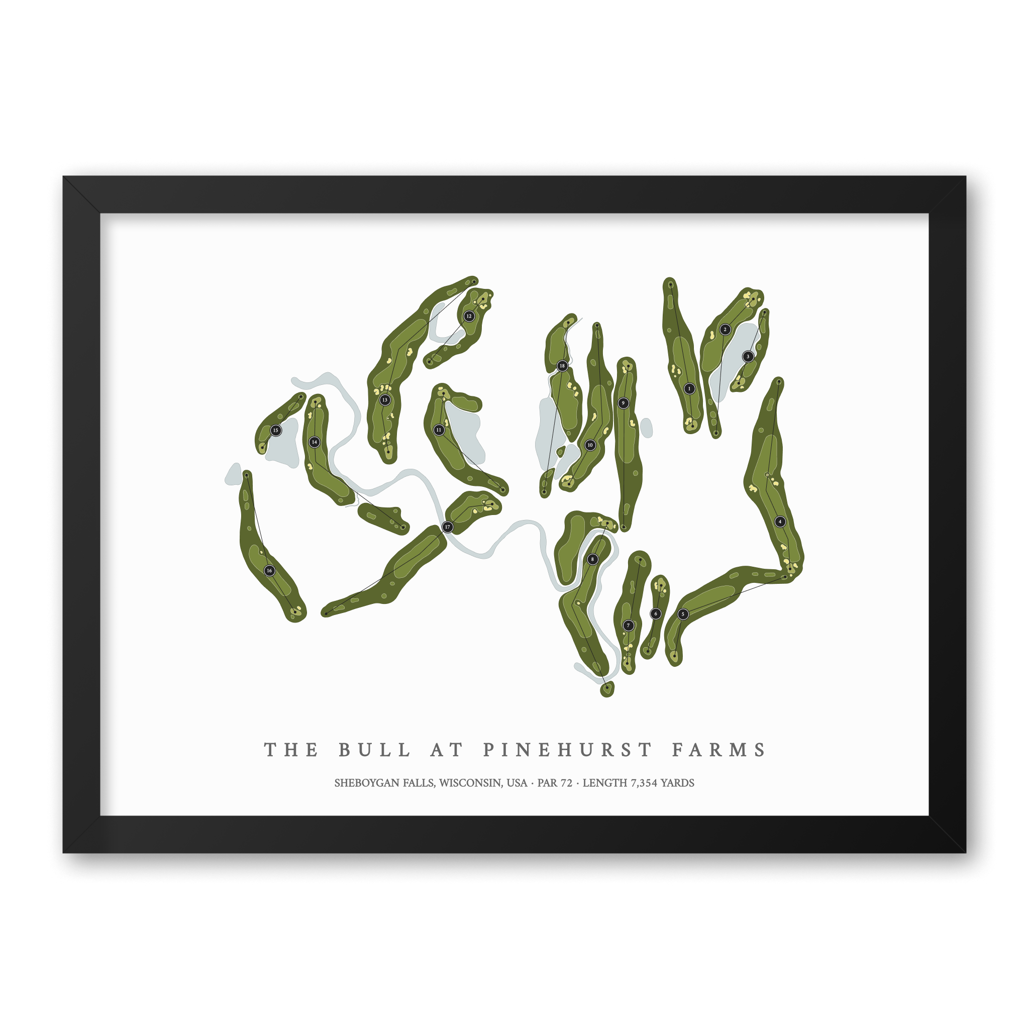 The Bull at Pinehurst Farms | Golf Course Map | Black Frame