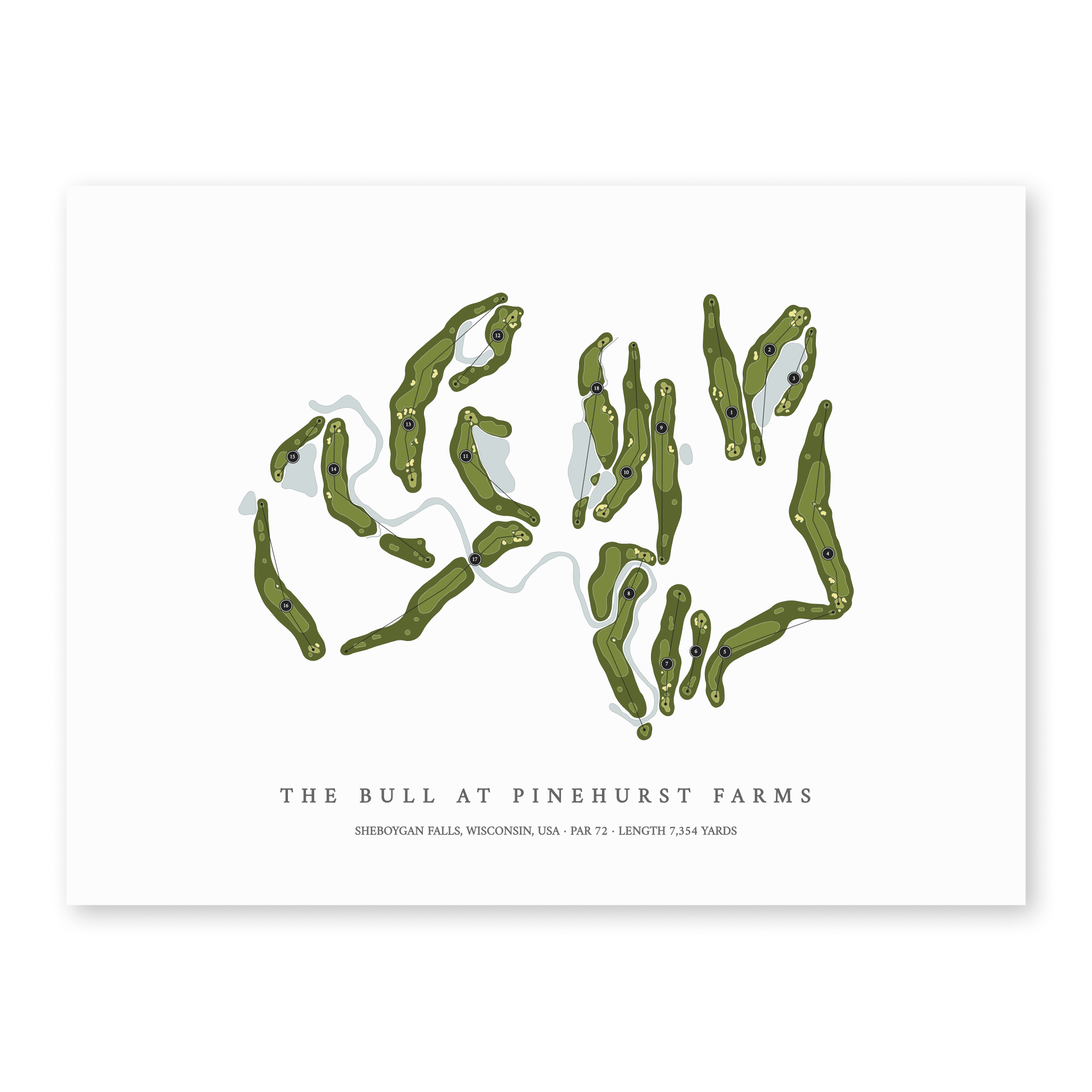 The Bull at Pinehurst Farms | Golf Course Map | Unframed