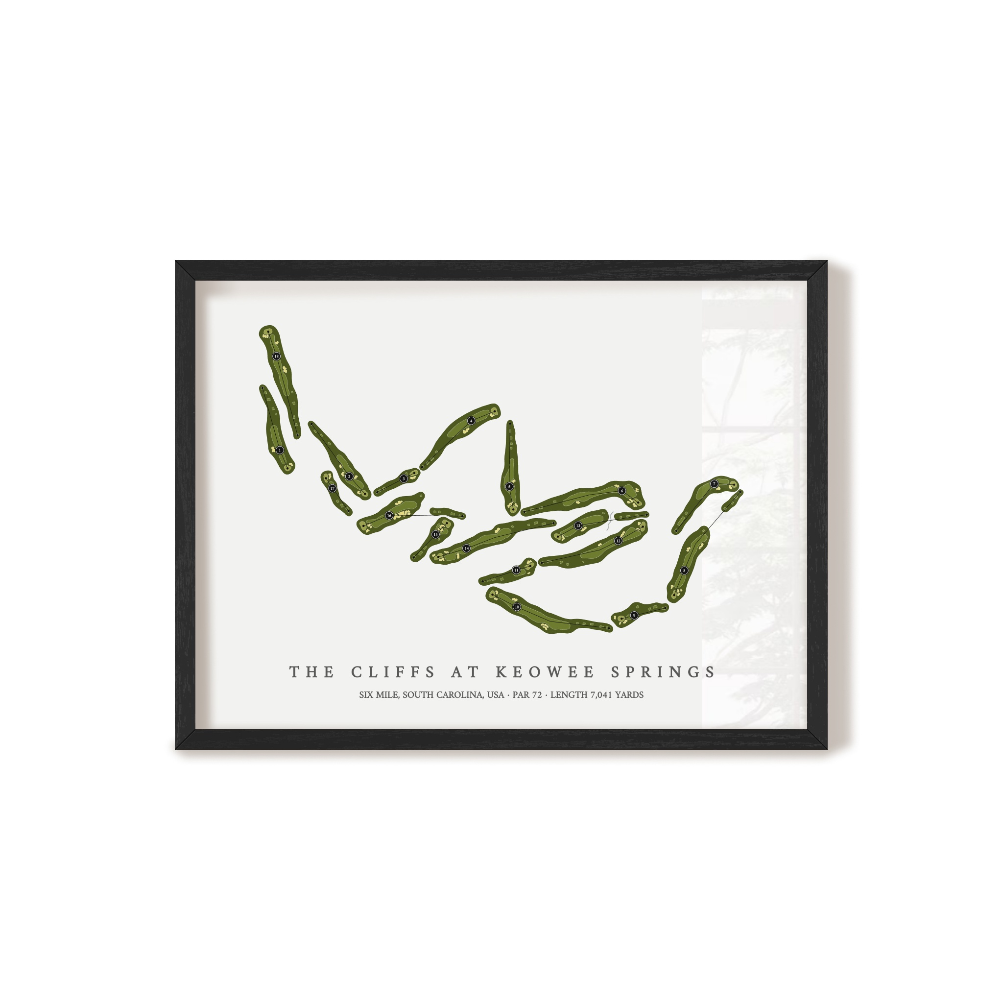 The Cliffs At Keowee Springs | Golf Course Map | Black Frame 