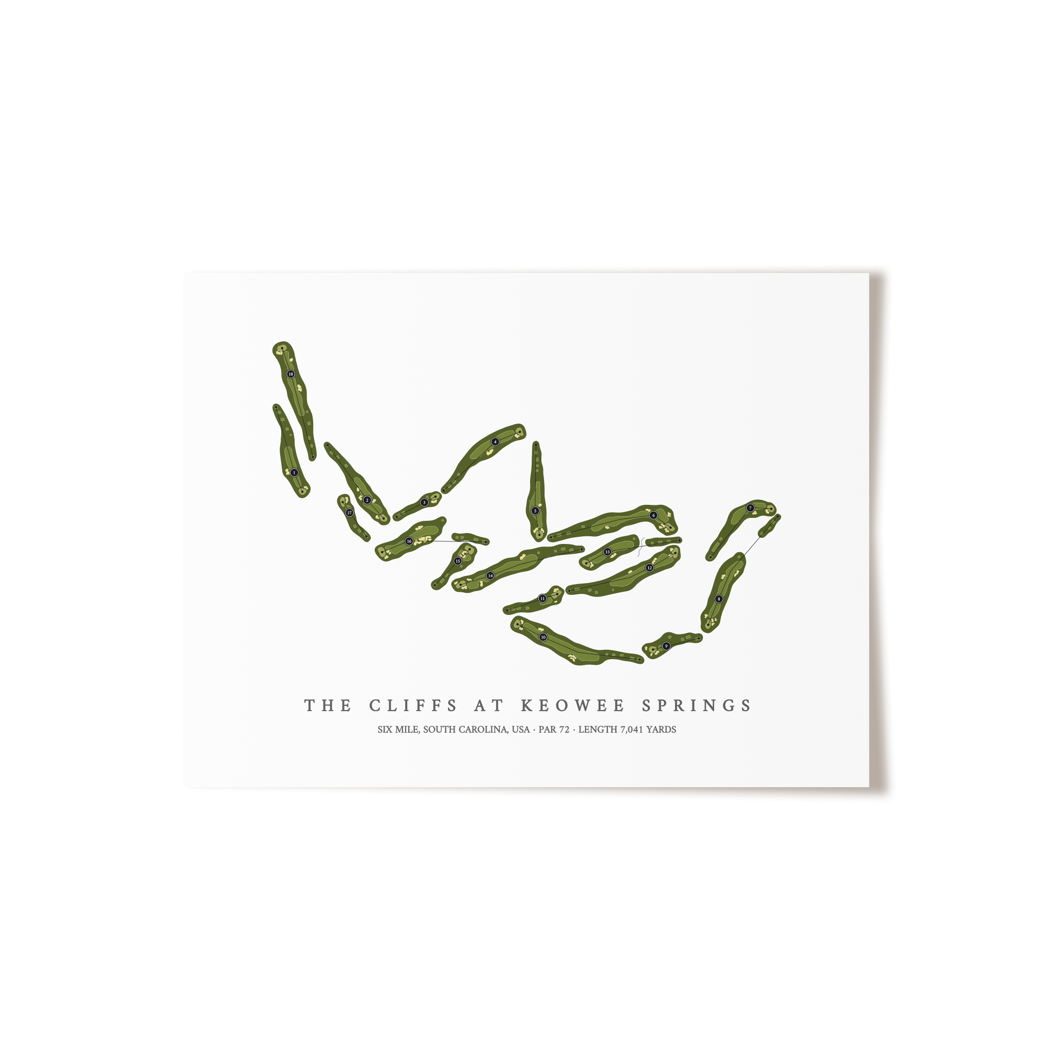 The Cliffs At Keowee Springs | Golf Course Map | Unframed 