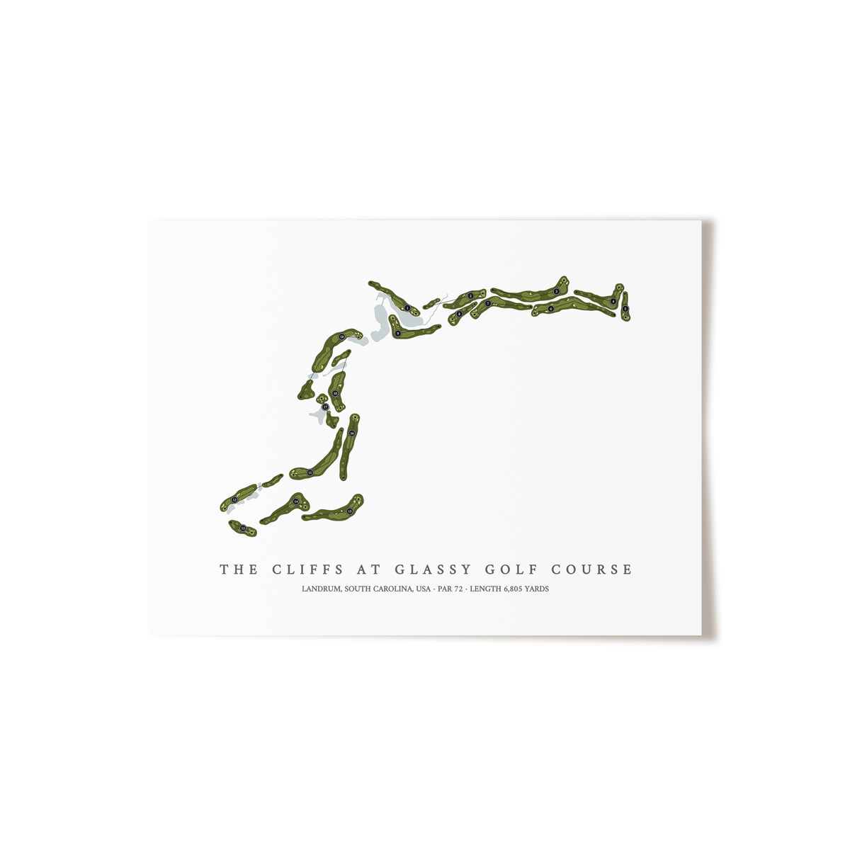 The Cliffs at Glassy Golf Course | Golf Course Map | Unframed