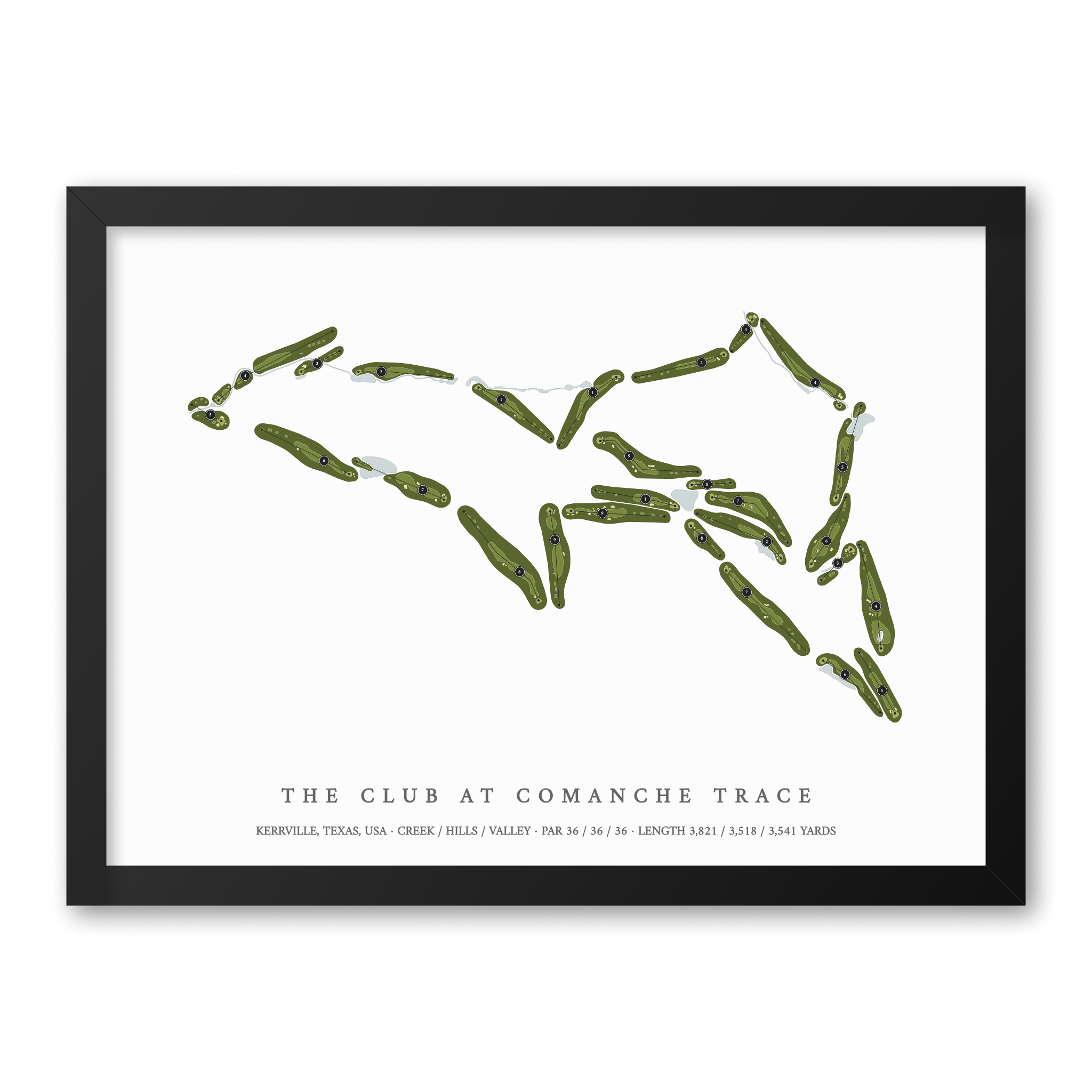 The Club At Comanche Trace | Golf Course Map | Black Frame