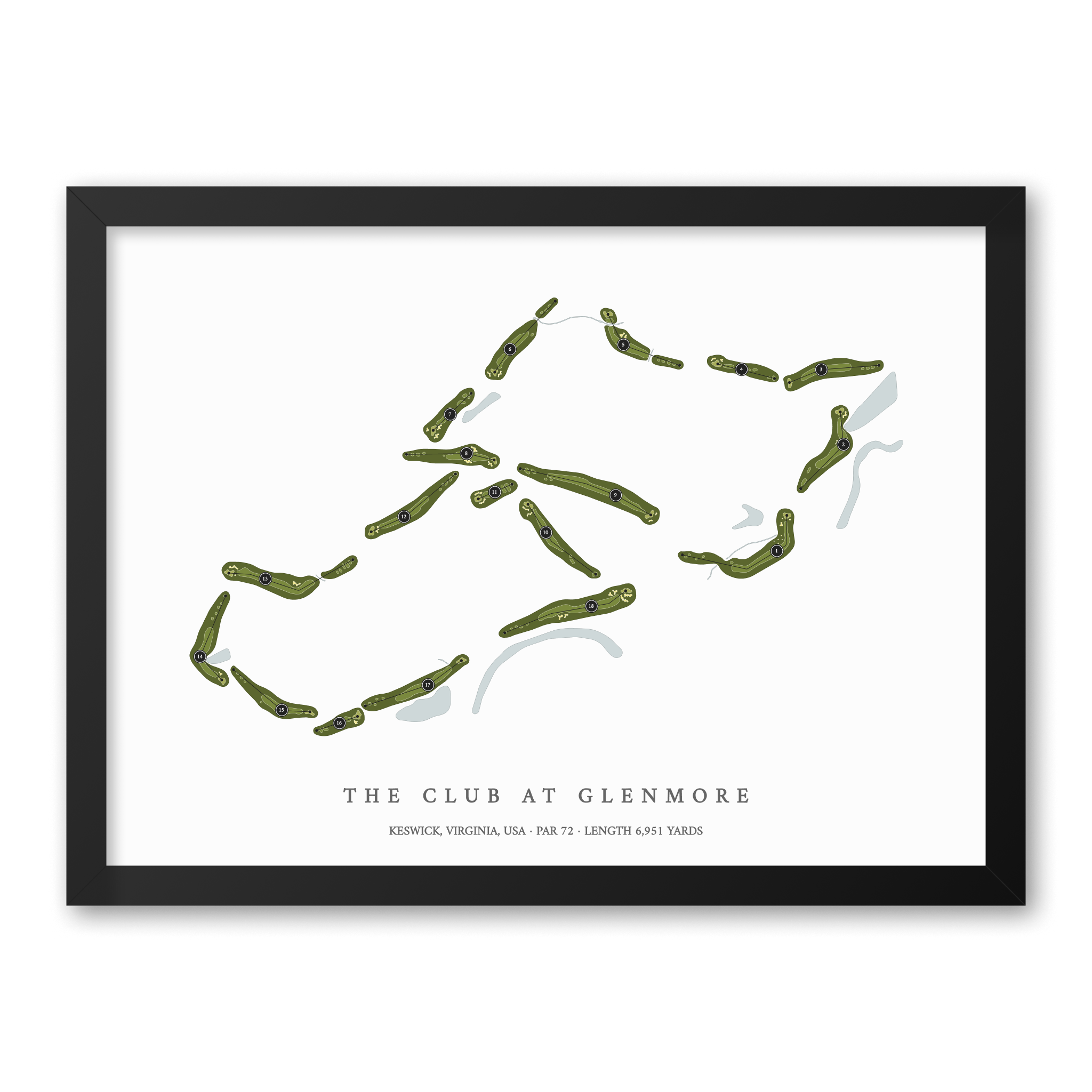 The Club at Glenmore | Golf Course Map | Black Frame