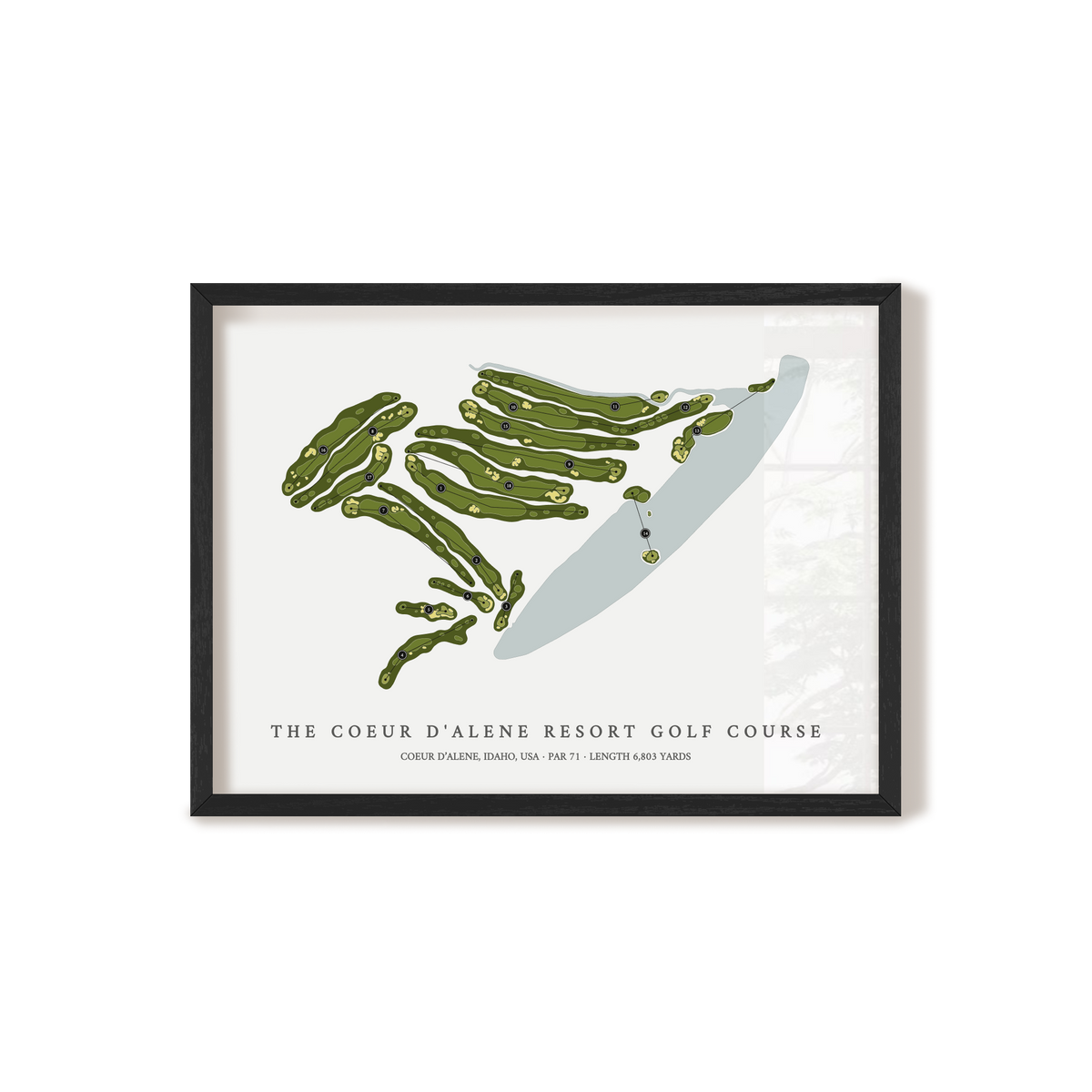 The Coeur d’Alene Resort Golf Course | Golf Course Map | Black Frame 