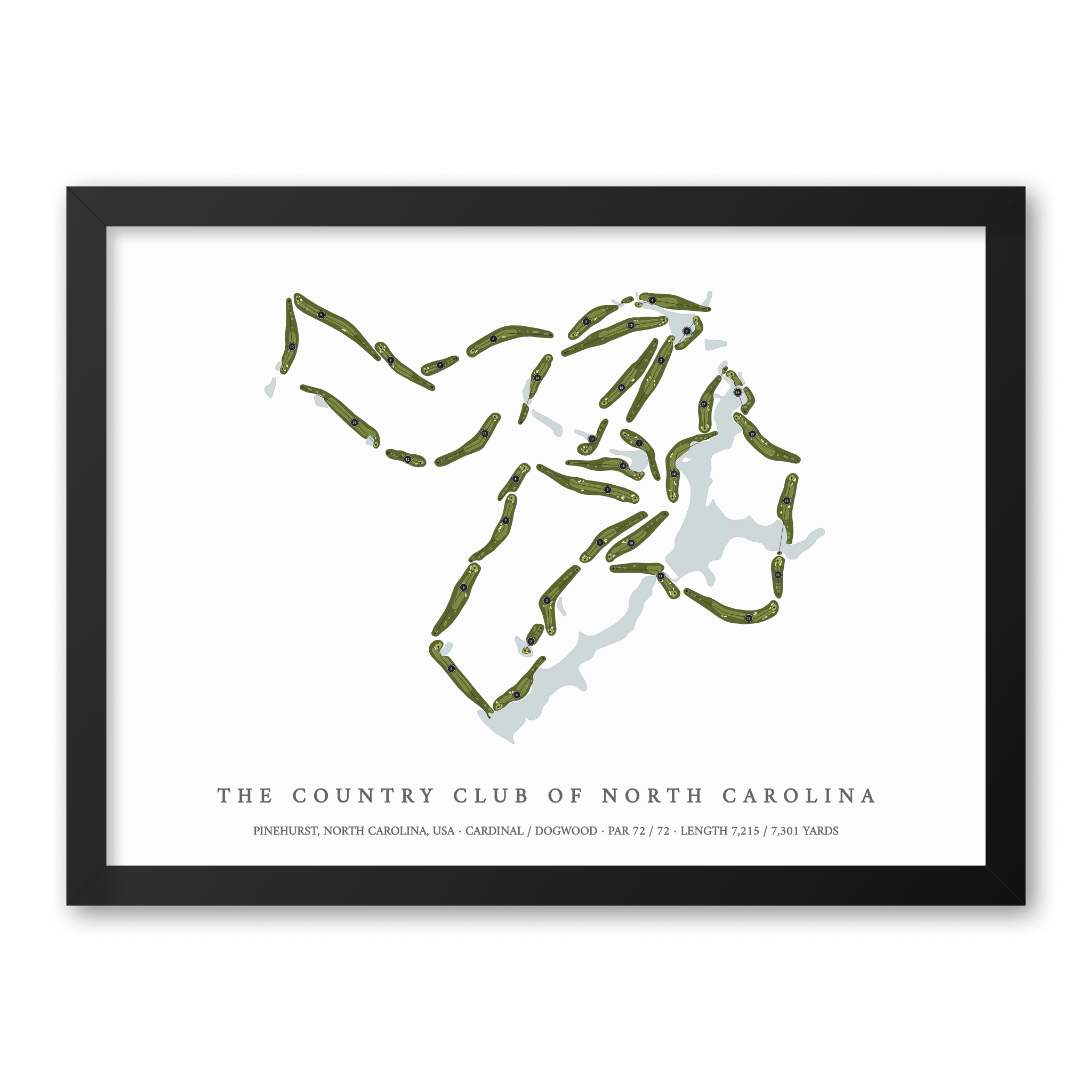 The Country Club of North Carolina | Golf Course Map | Black Frame