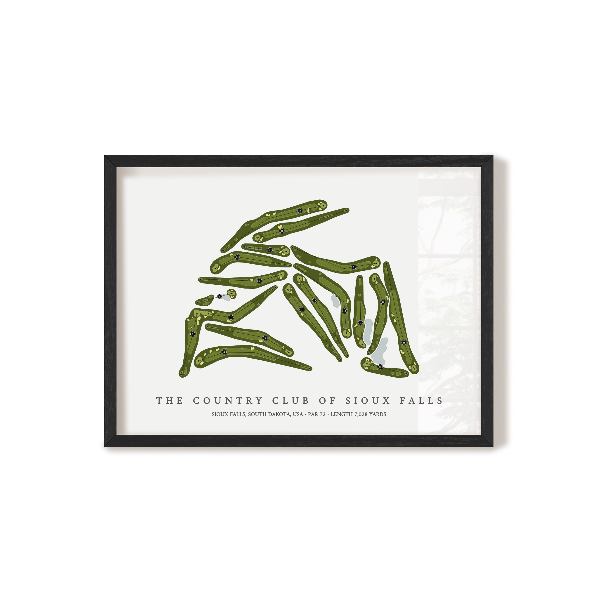 The Country Club of Sioux Falls | Golf Course Map | Black Frame 
