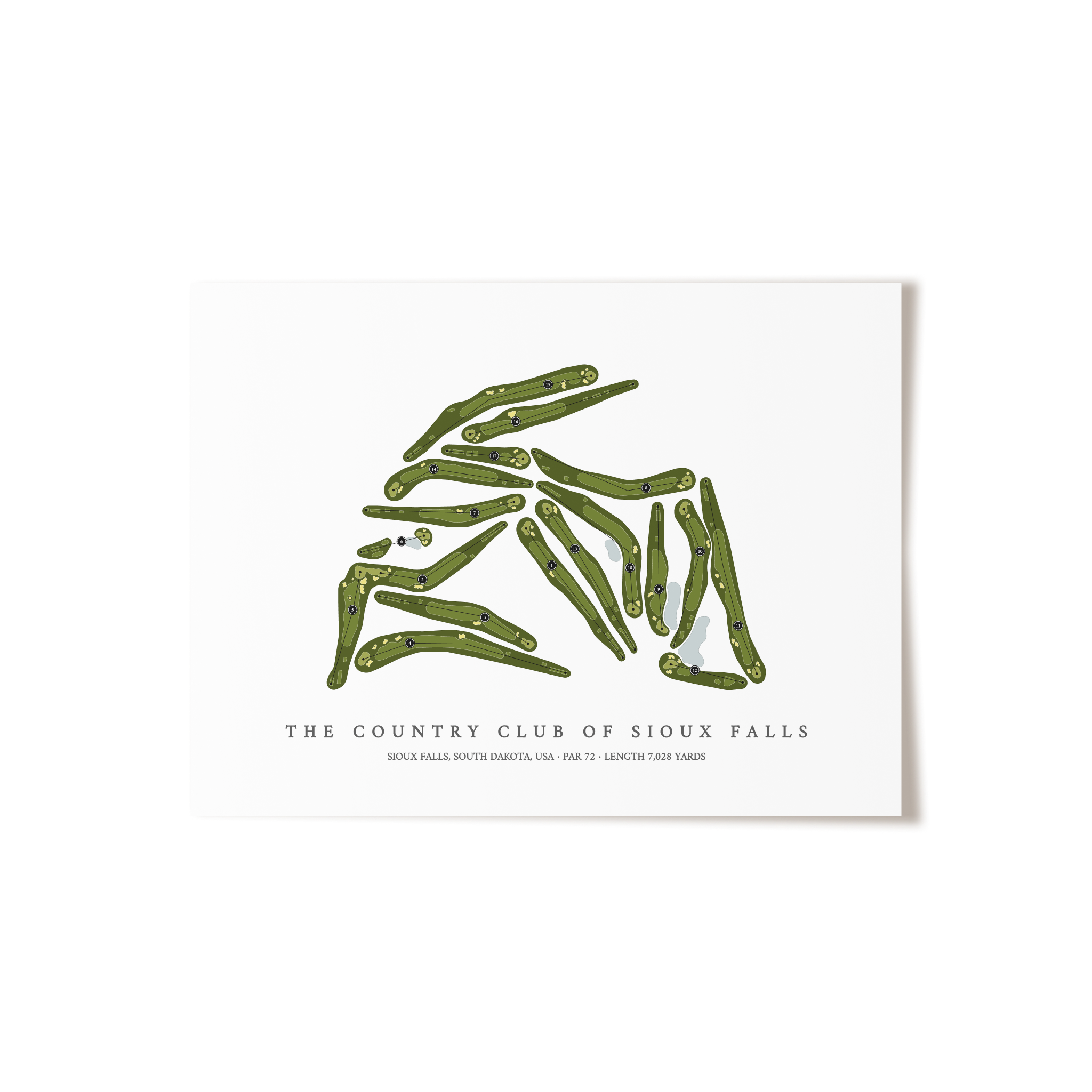 The Country Club of Sioux Falls | Golf Course Map | Unframed 