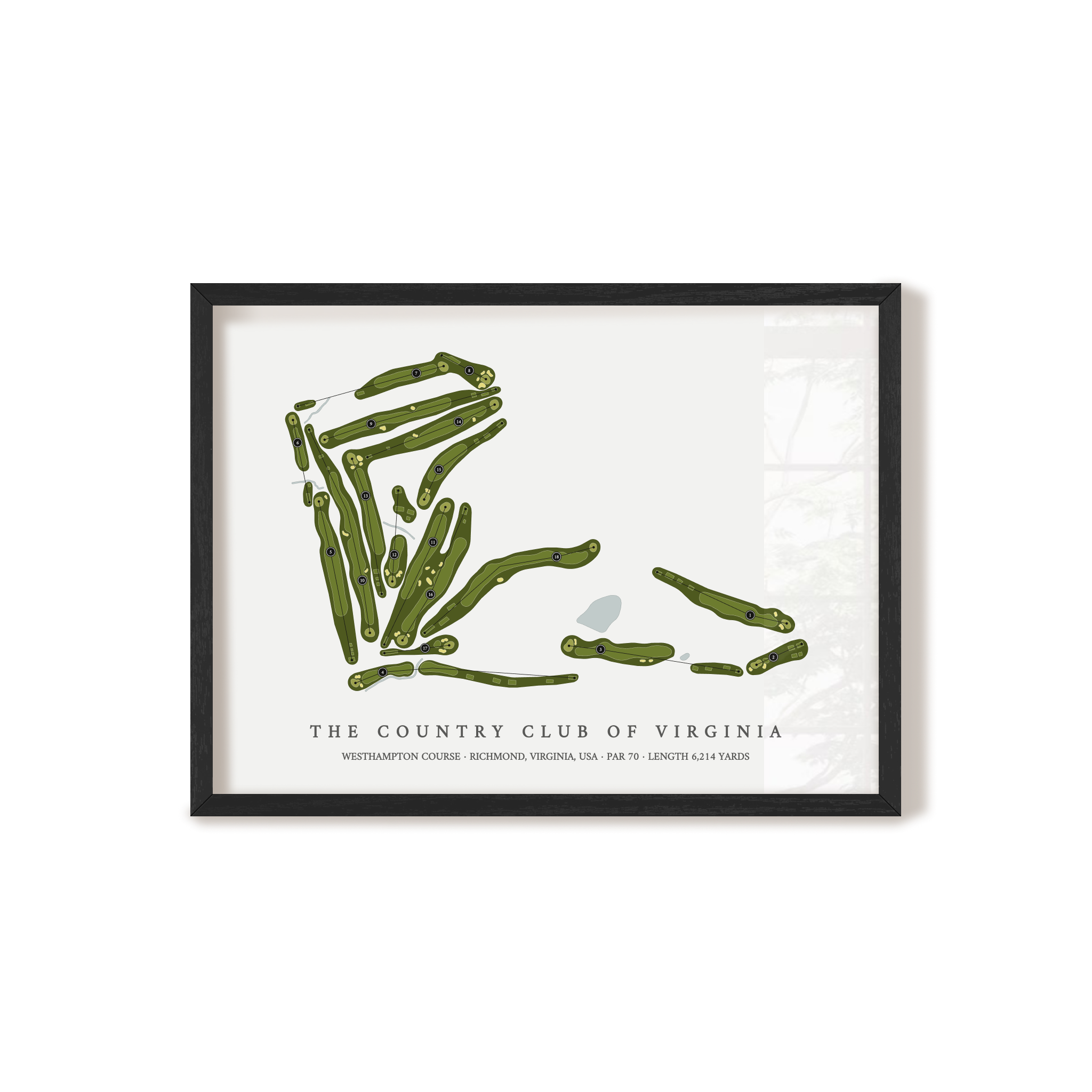 The Country Club of Virginia - Westhampton Course | Golf Course Map | Black Frame 