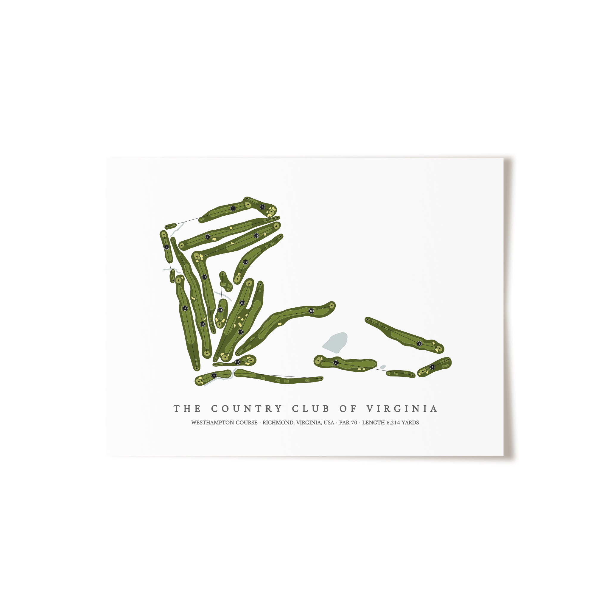 The Country Club of Virginia - Westhampton Course | Golf Course Map | Unframed 