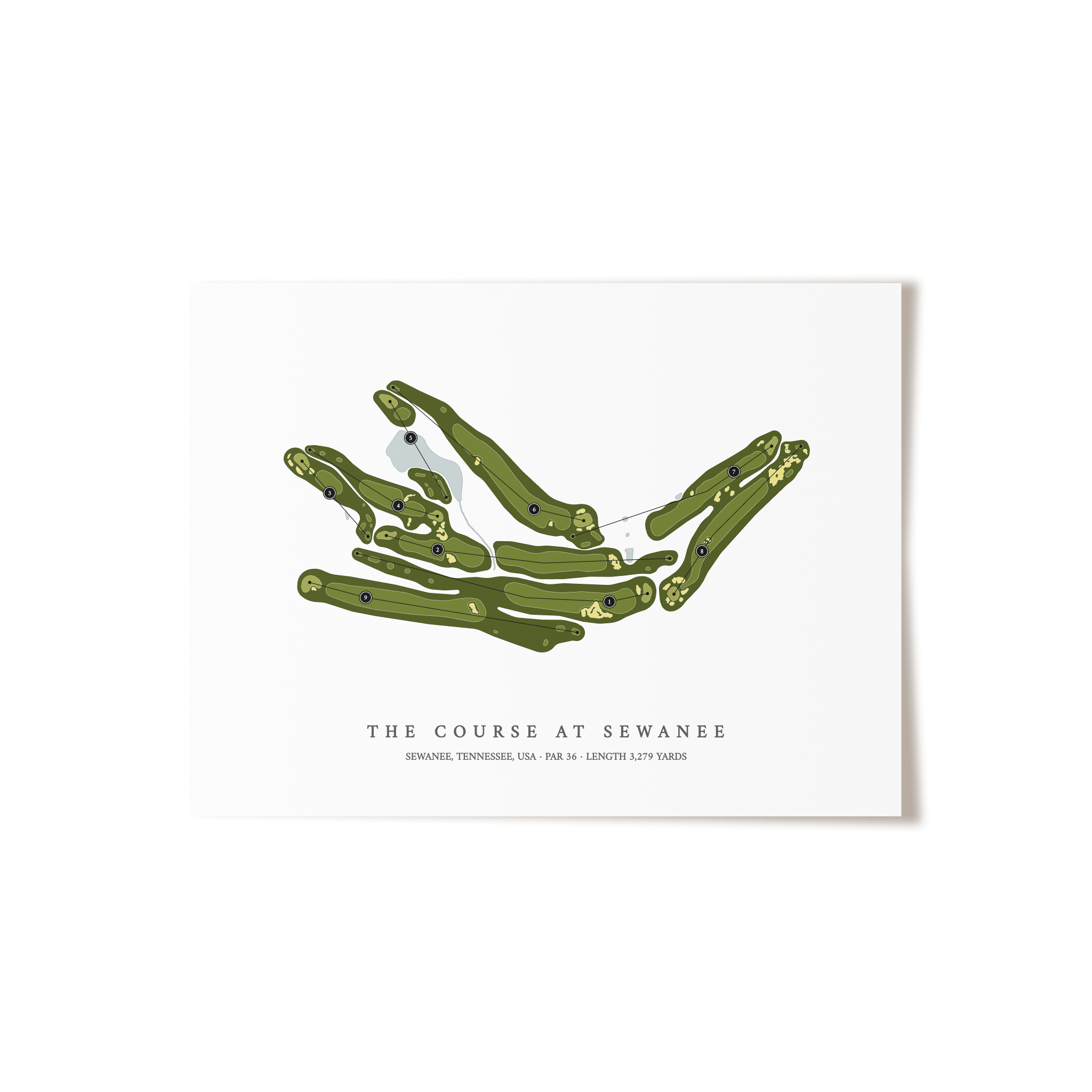The Course at Sewanee | Golf Course Map | Unframed 