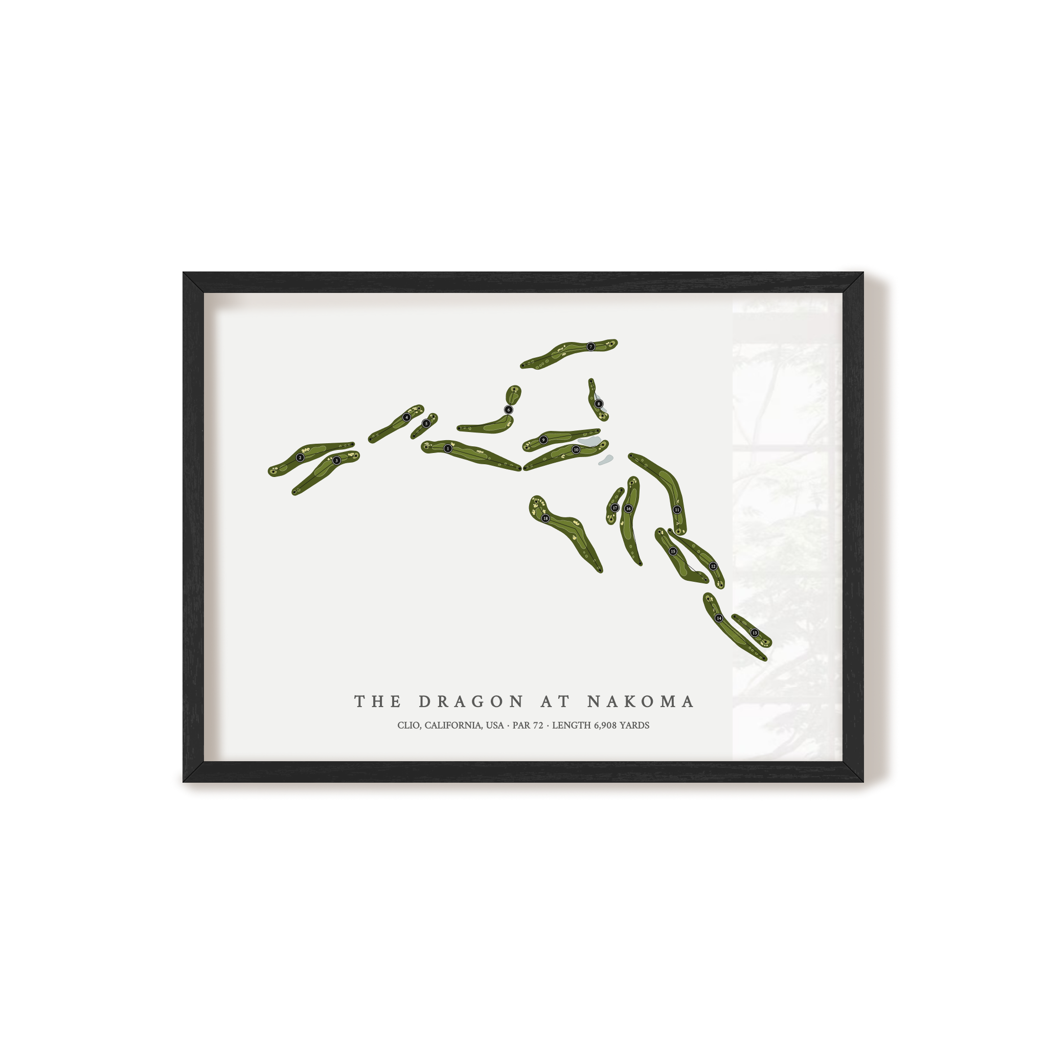 The Dragon at Nakoma | Golf Course Map | Black Frame 