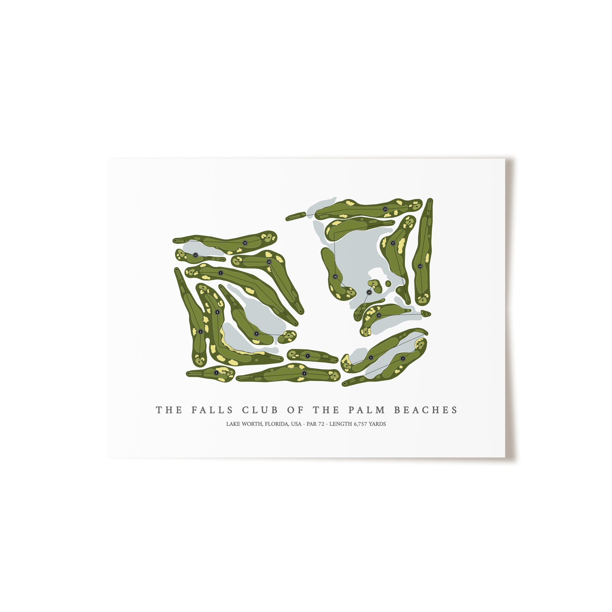 The Falls Club of the Palm Beaches | Golf Course Map | Unframed 