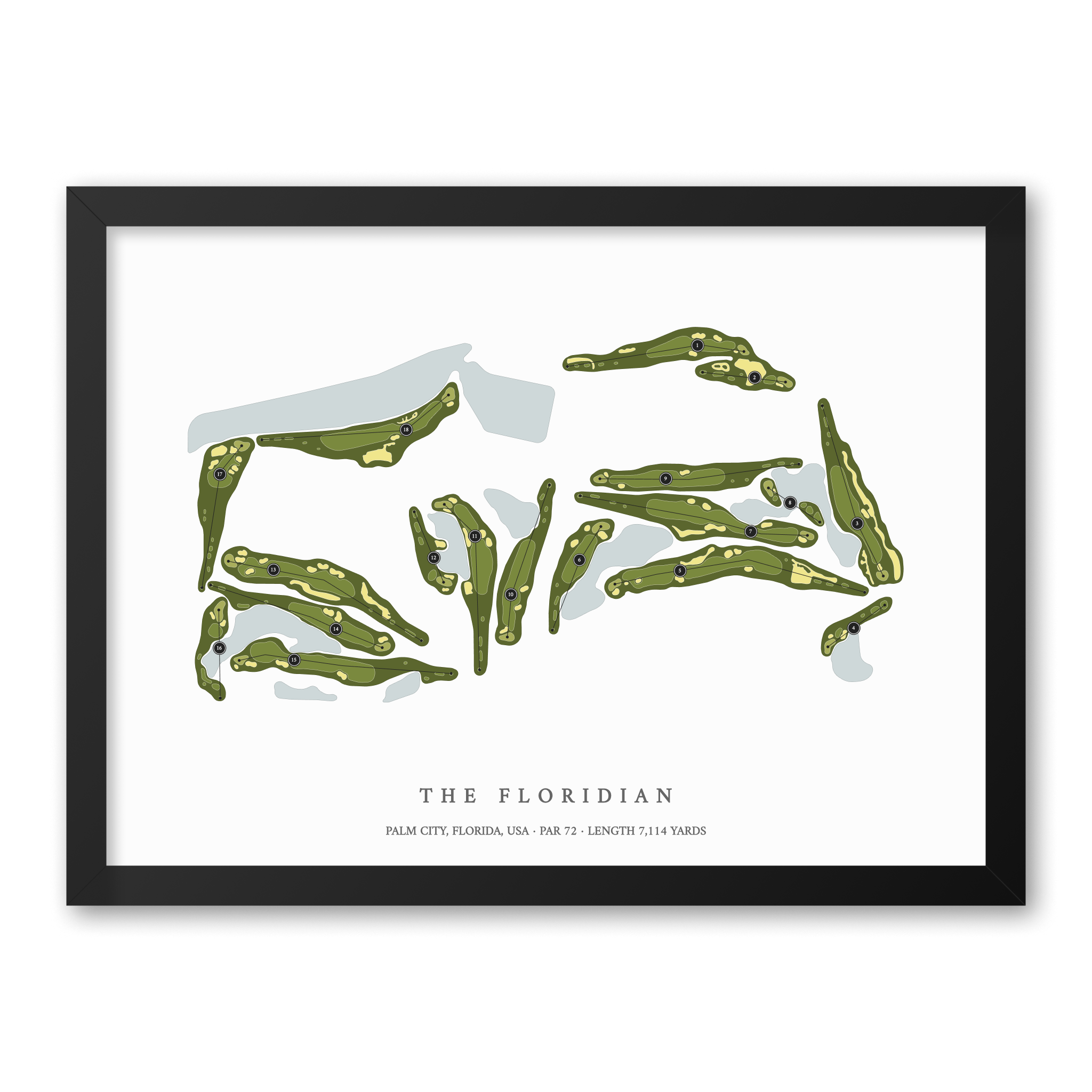The Floridian | Golf Course Map | Black Frame