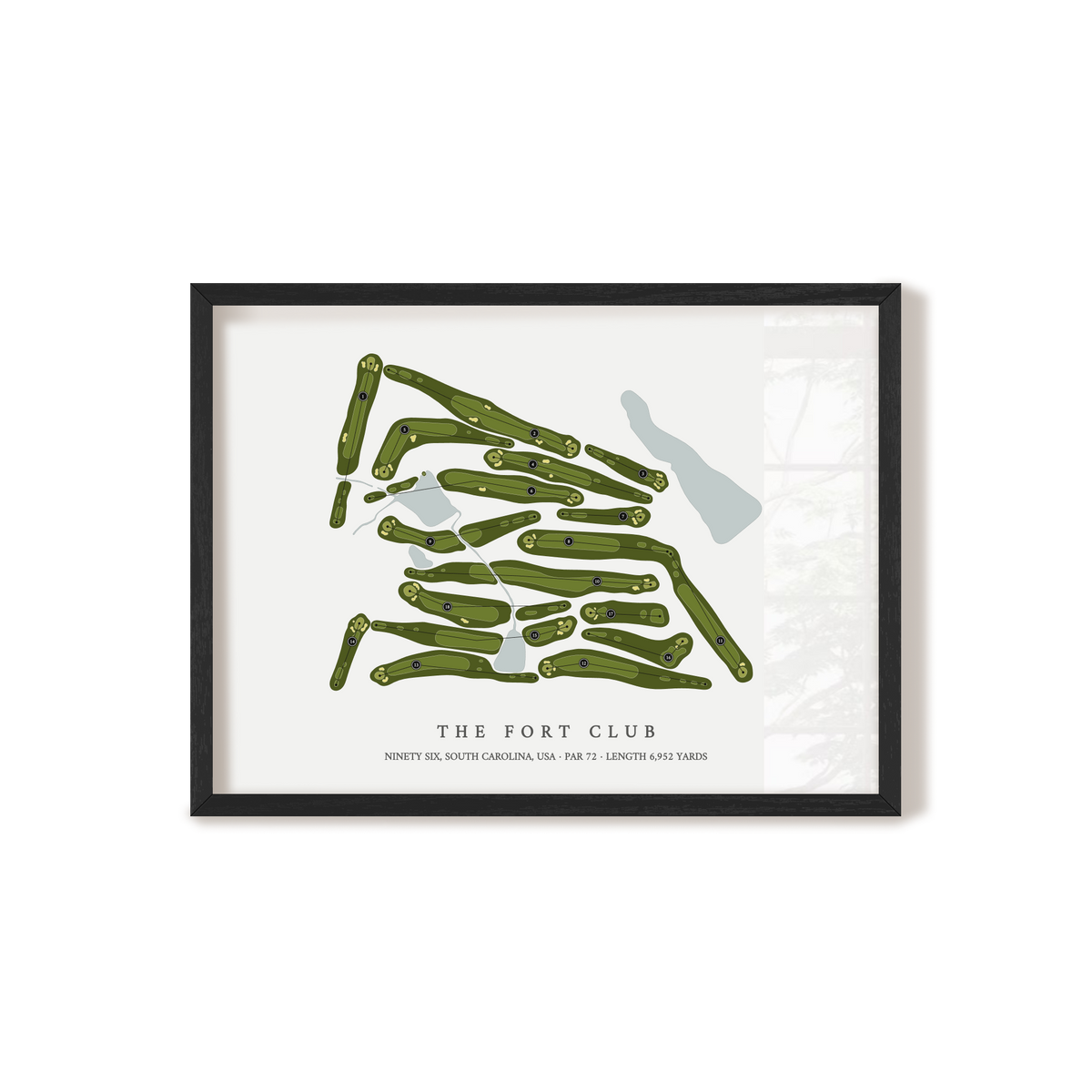 The Fort Club | Golf Course Map | Black Frame 
