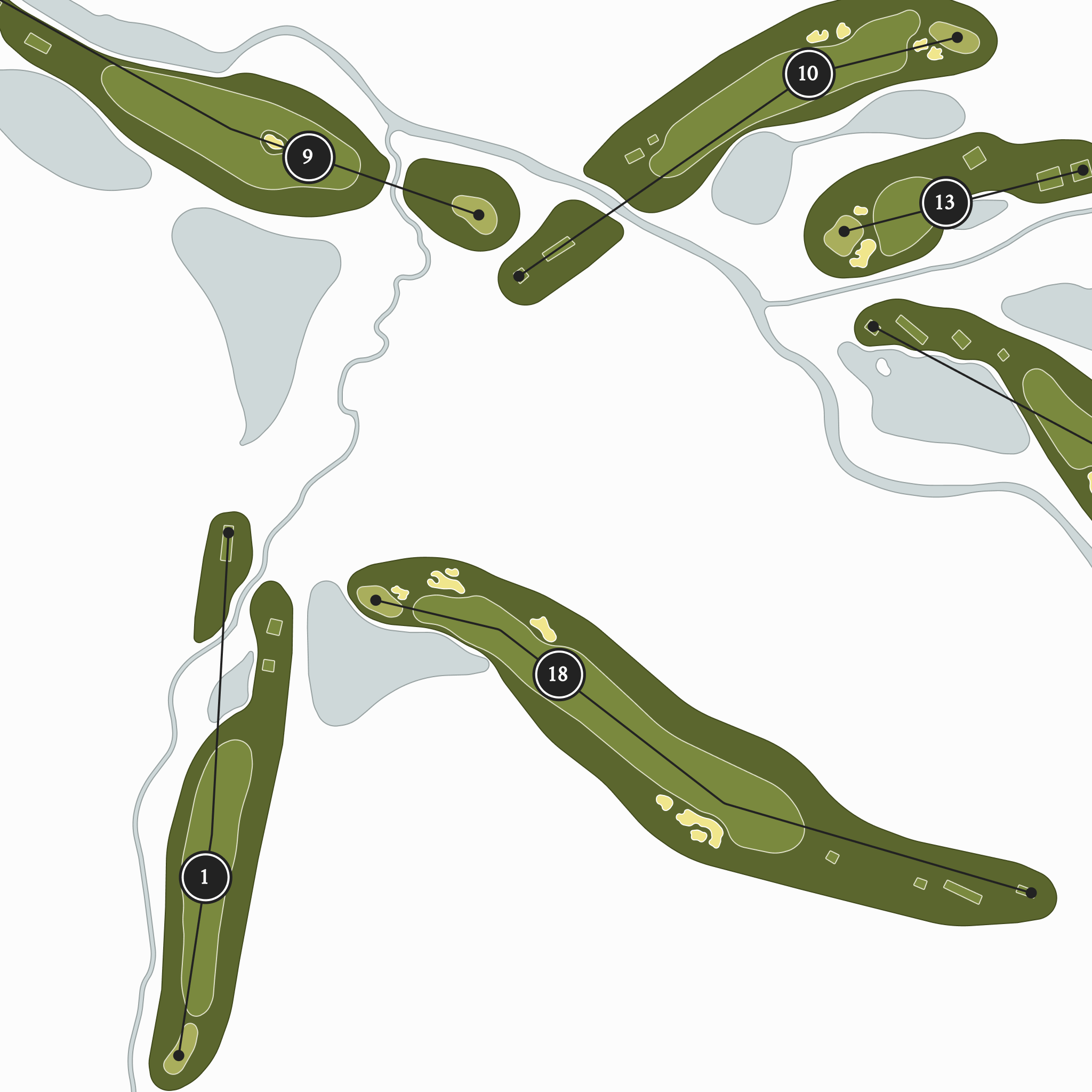 The Grove | Golf Course Map | Close Up With Hole Numbers #hole numbers_yes