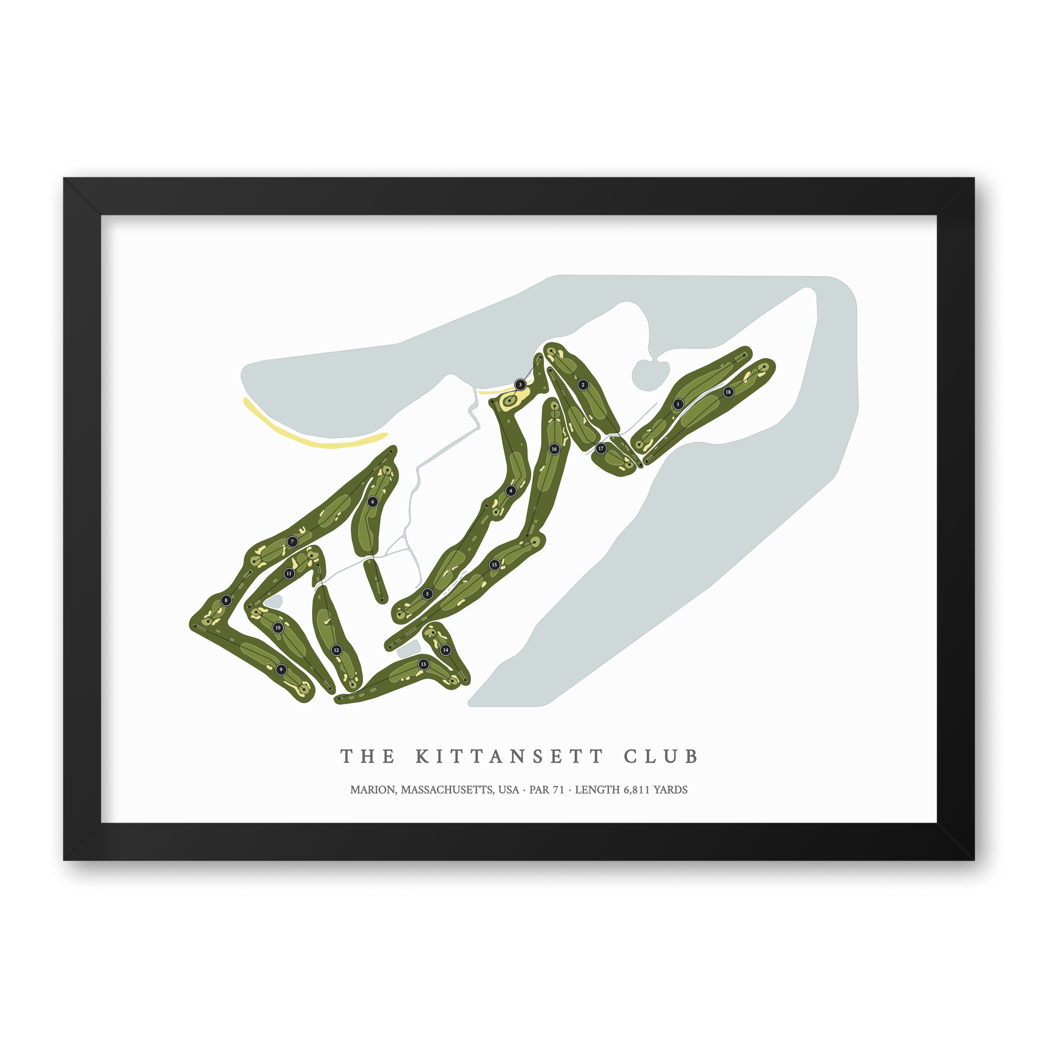 The Kittansett Club | Golf Course Map | Black Frame
