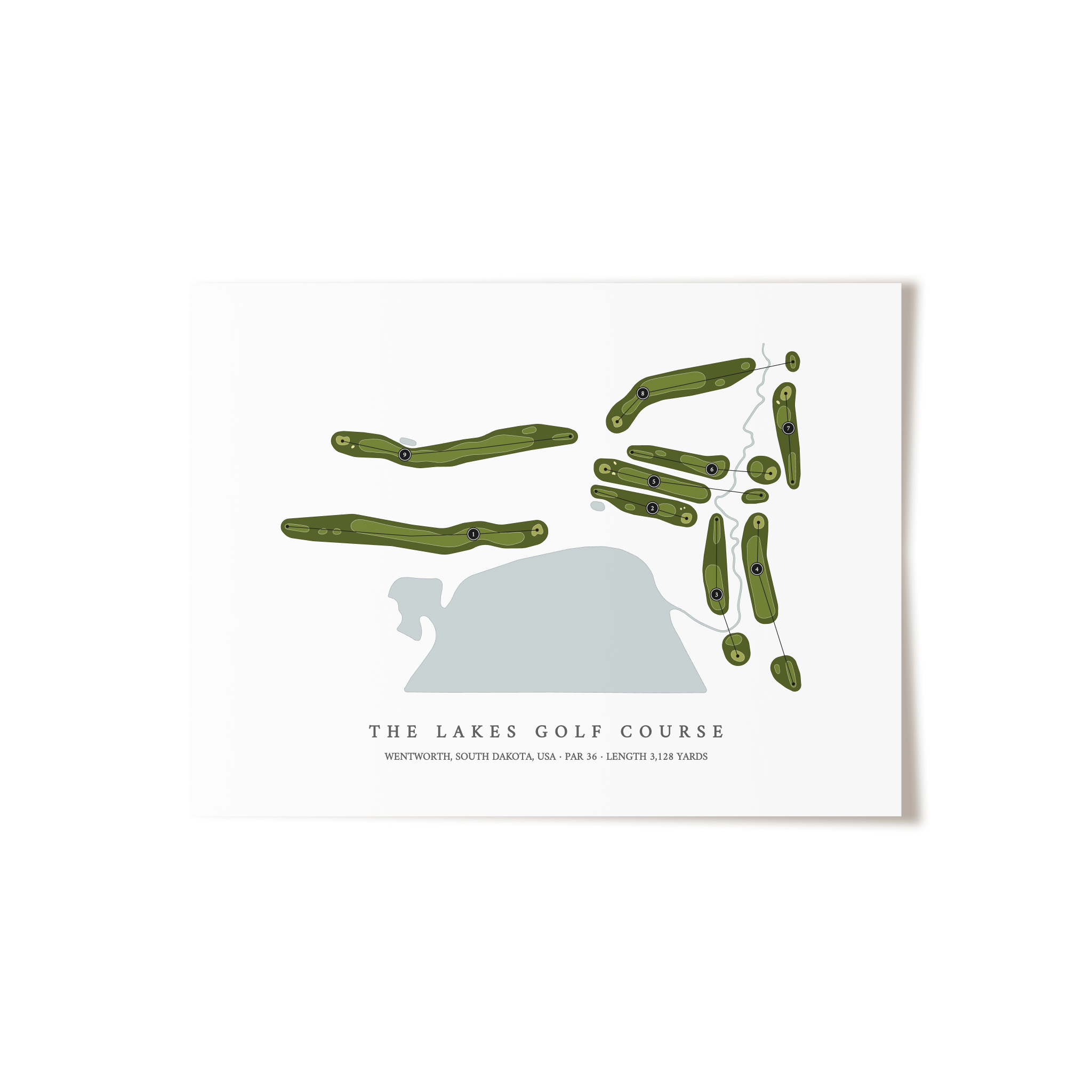 The Lakes Golf Course | Golf Course Map | Unframed 