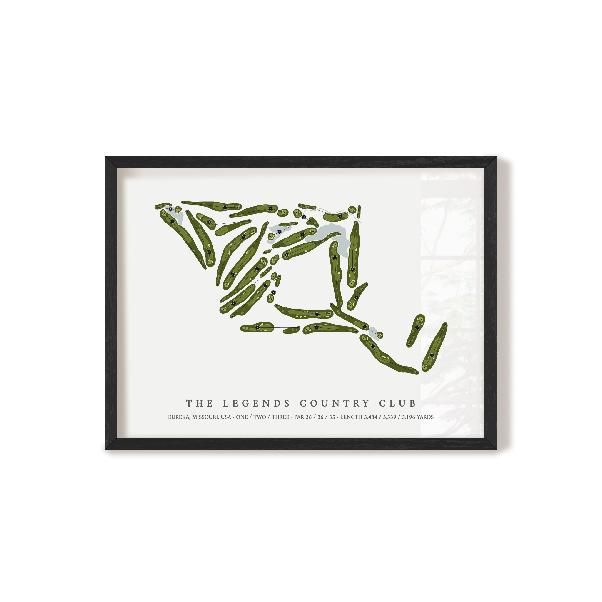 The Legends Country Club | Golf Course Map | Black Frame 