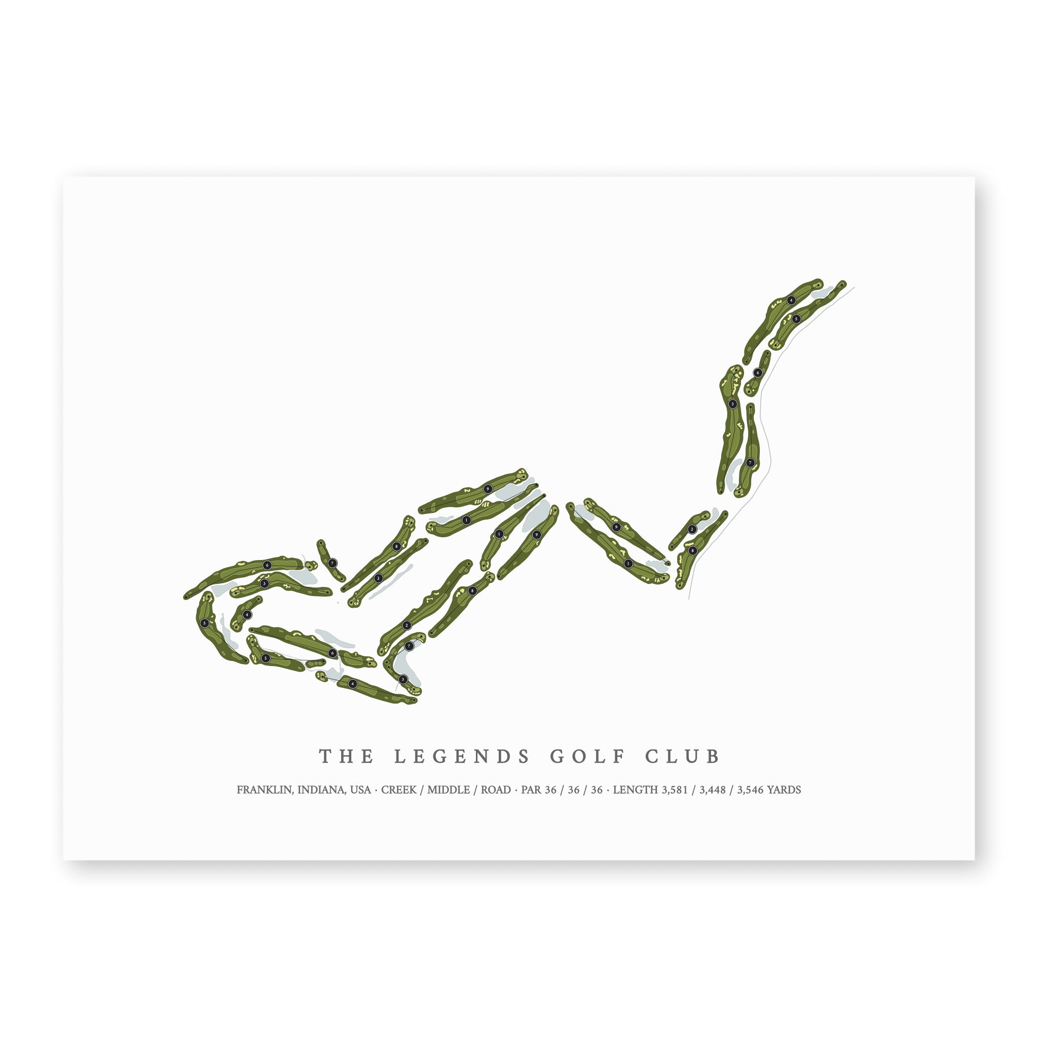 The Legends Golf Club| Golf Course Print | Unframed With Hole Numbers #hole numbers_yes