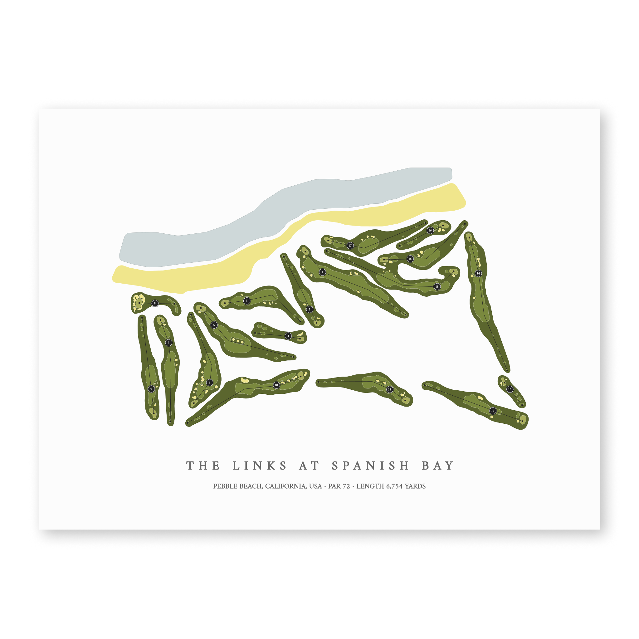 The Links at Spanish Bay  | Golf Course Print | Unframed 
