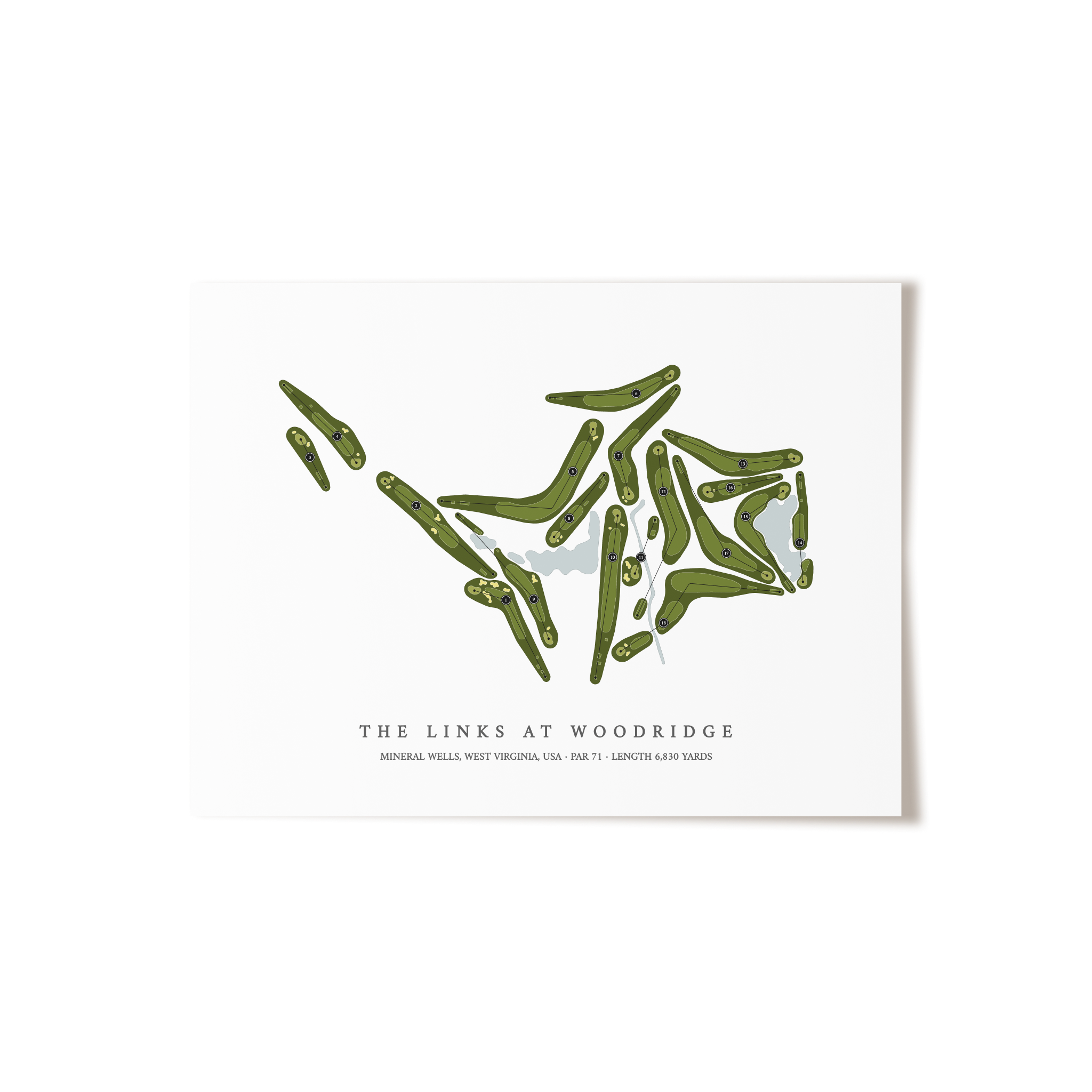 The Links at Woodridge | Golf Course Map | Unframed 