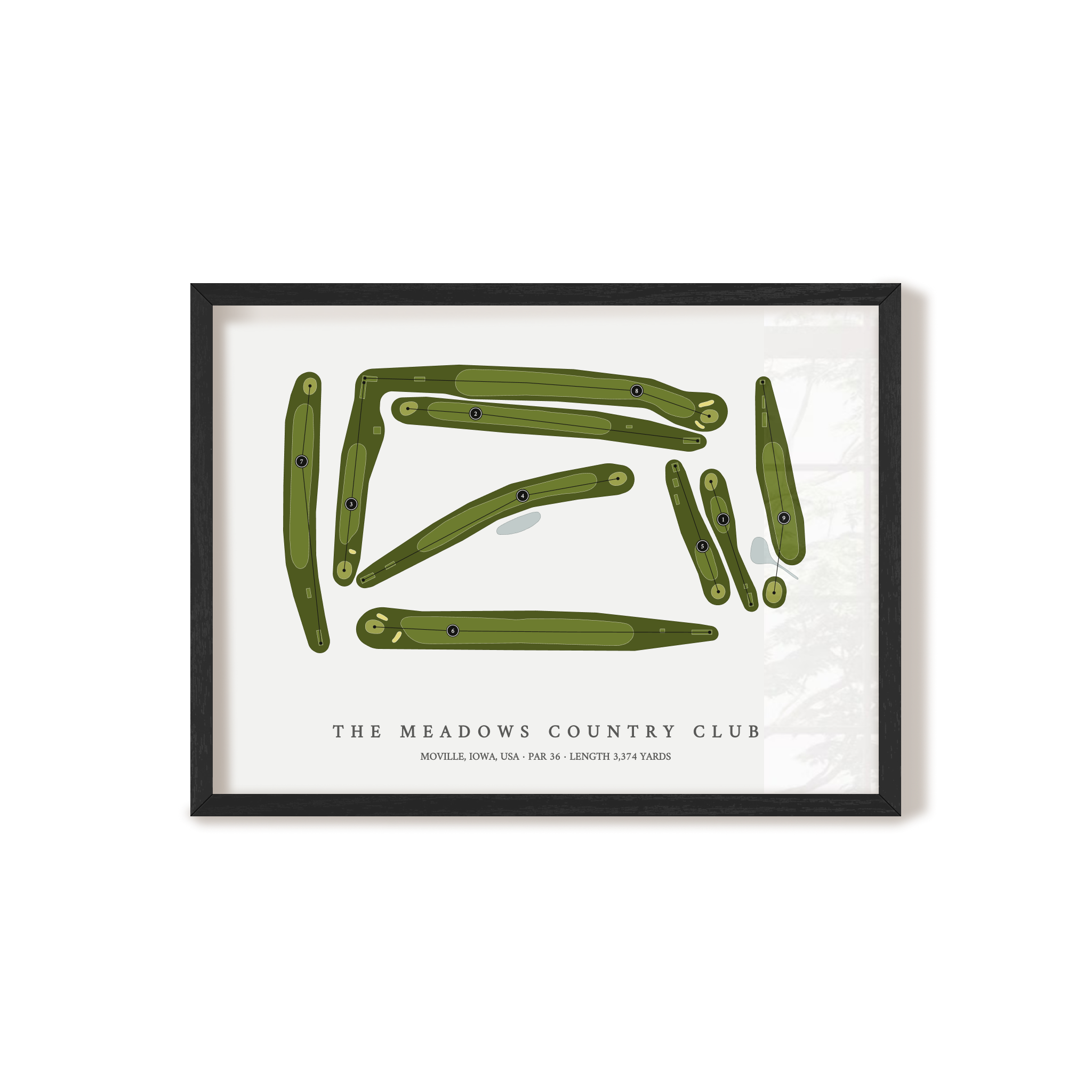 The Meadows Country Club | Golf Course Map | Black Frame 