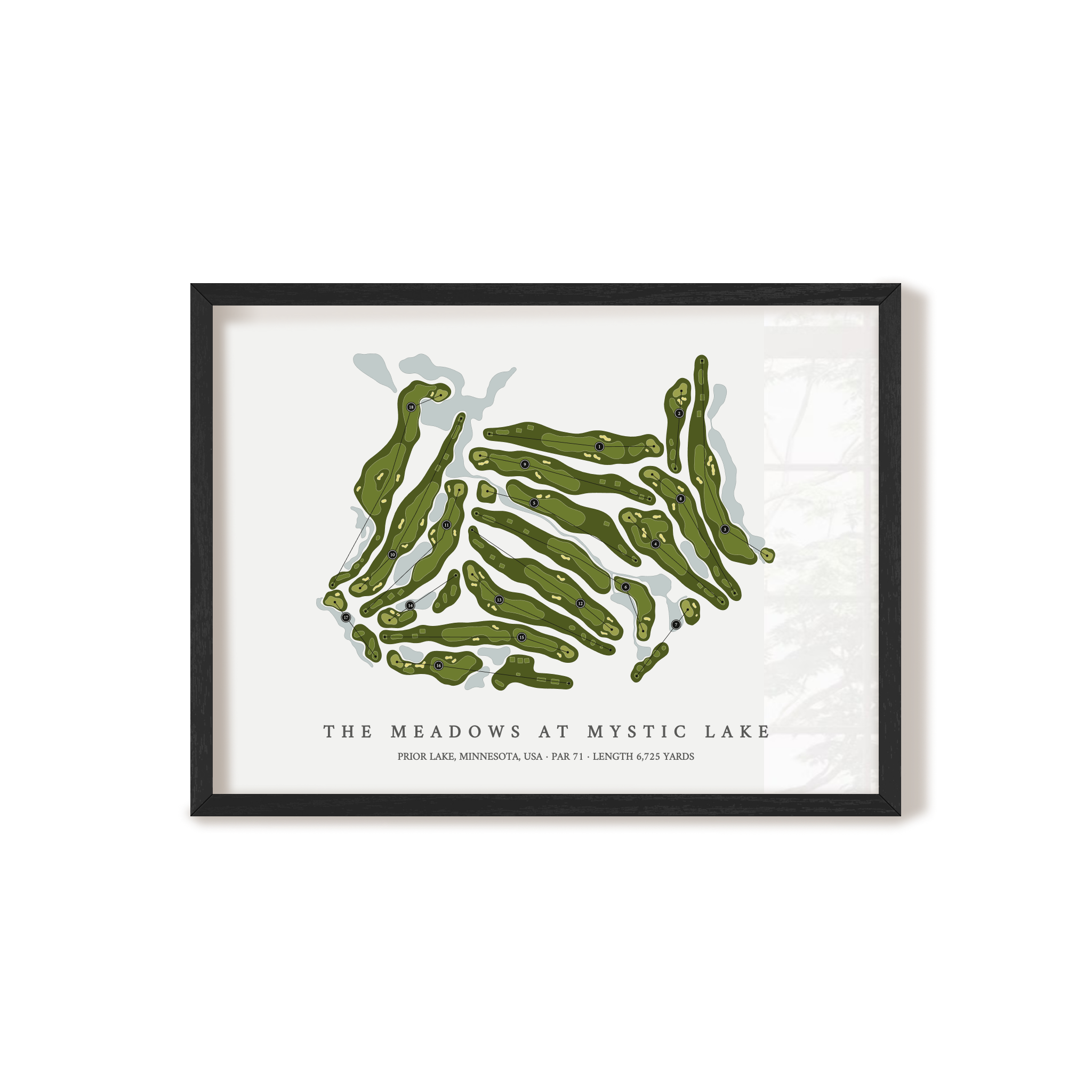 The Meadows at Mystic Lake | Golf Course Map | Black Frame 