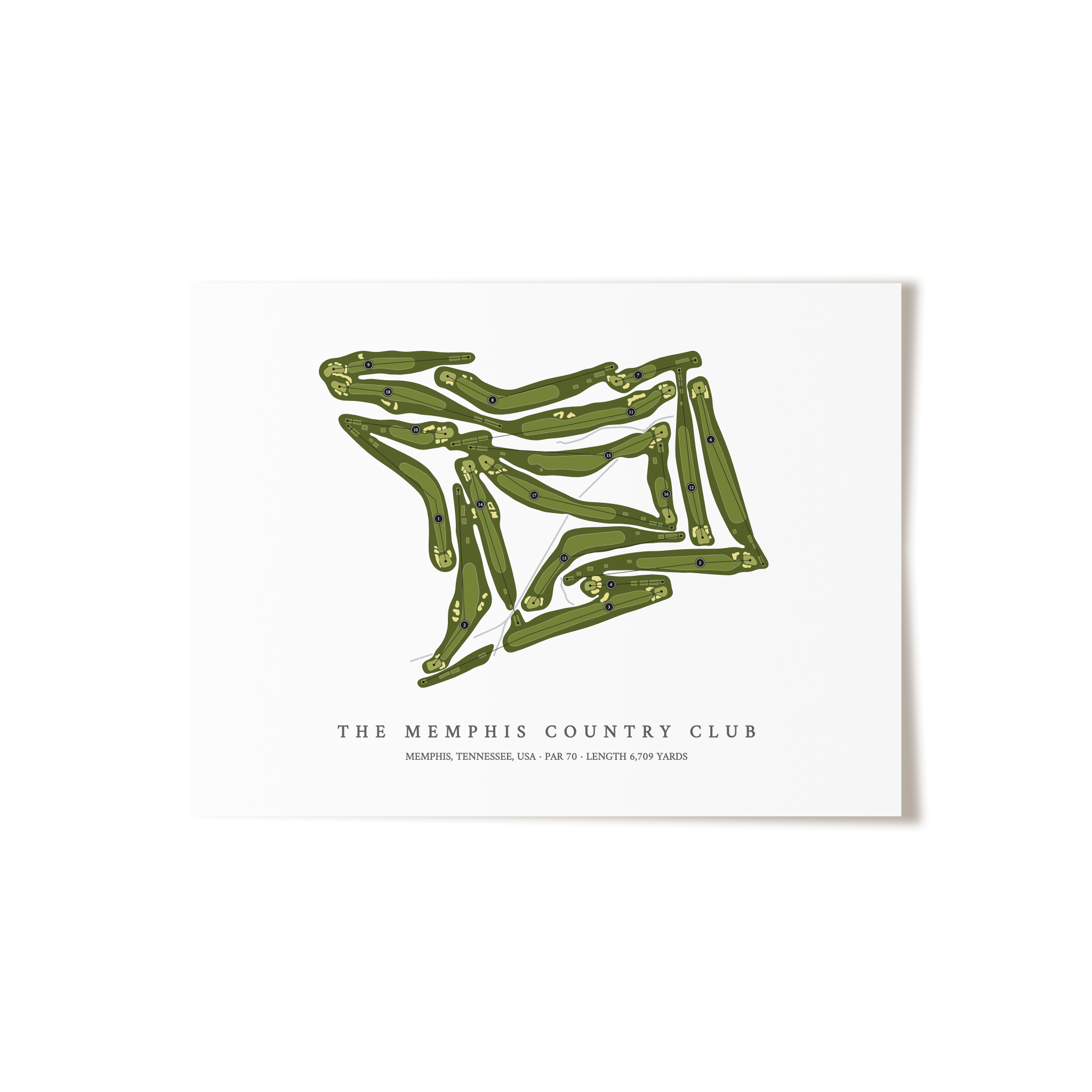 The Memphis Country Club | Golf Course Map | Unframed 