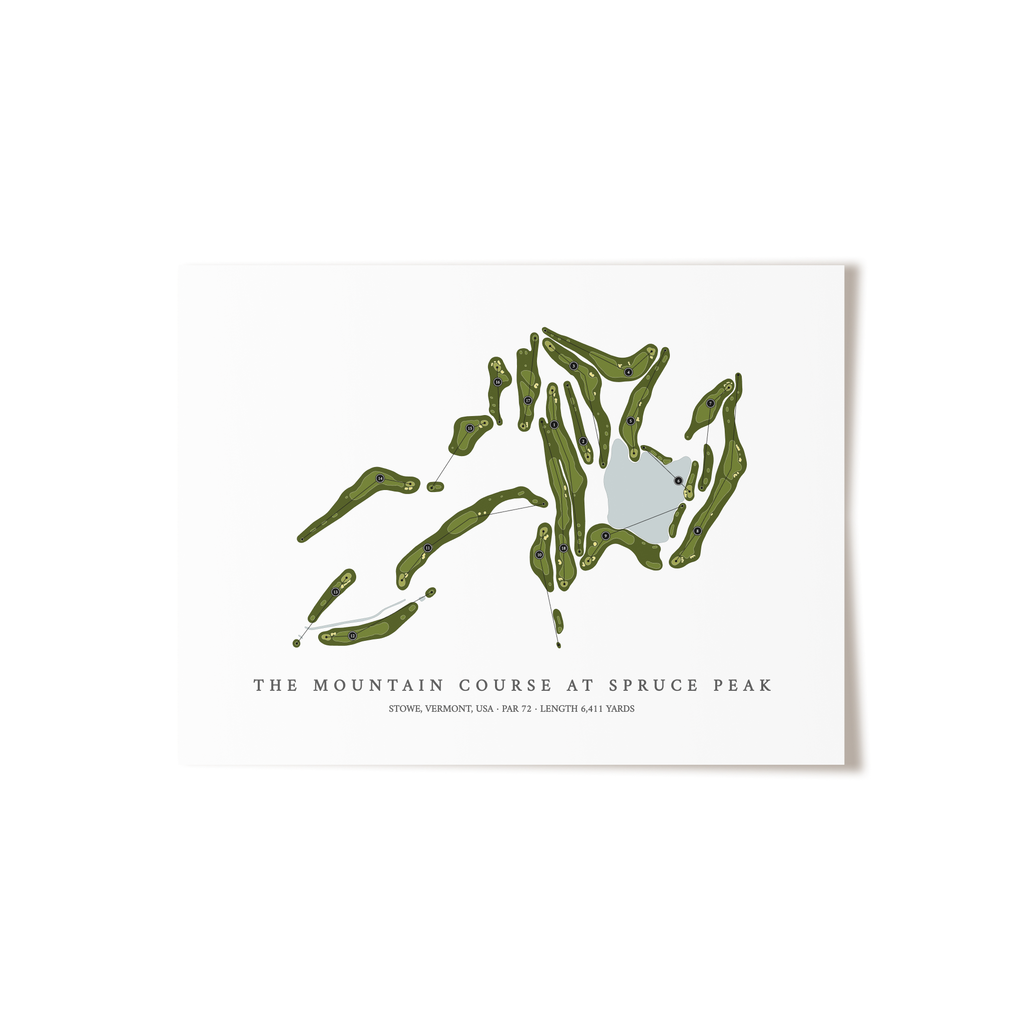 The Mountain Course at Spruce Peak | Golf Course Map | Unframed 