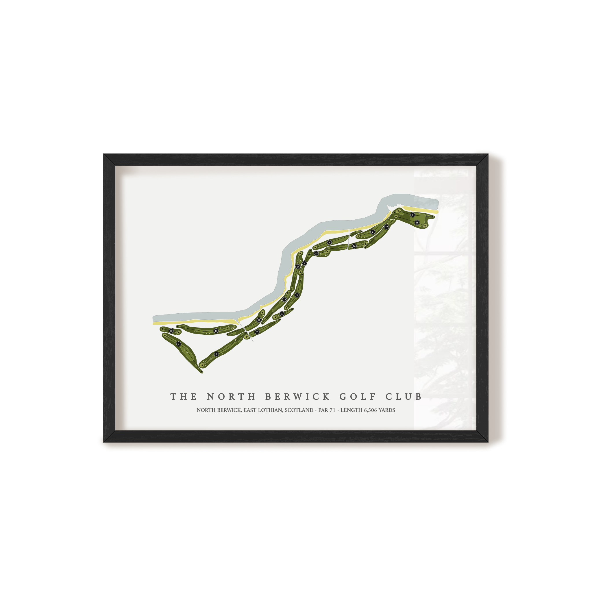 The North Berwick Golf Club | Golf Course Map | Black Frame 