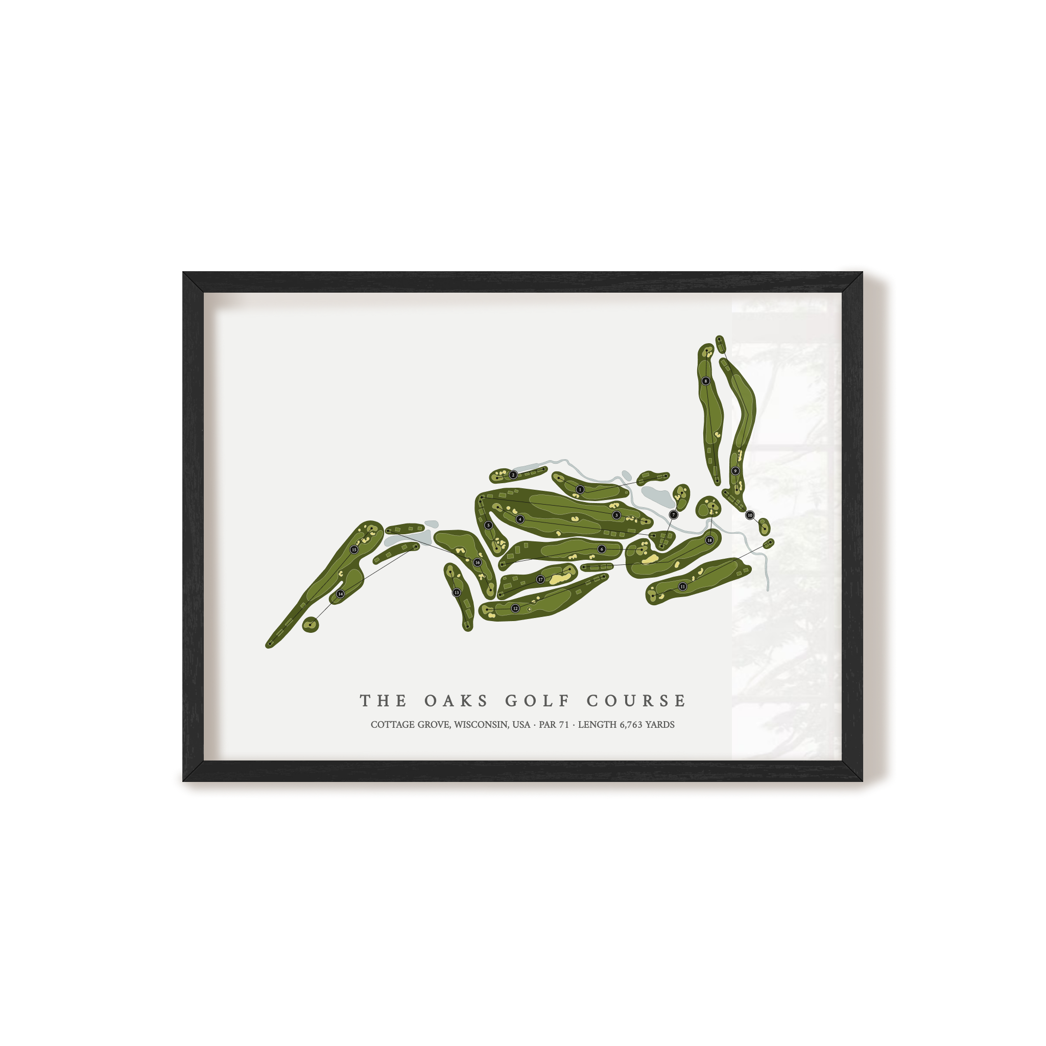 The Oaks Golf Course | Golf Course Map | Black Frame 