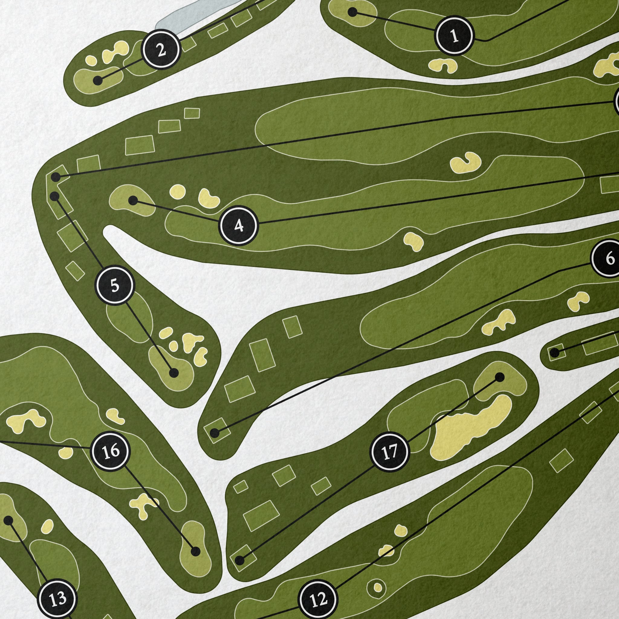 The Oaks Golf Course | Golf Course Map | Close Up 