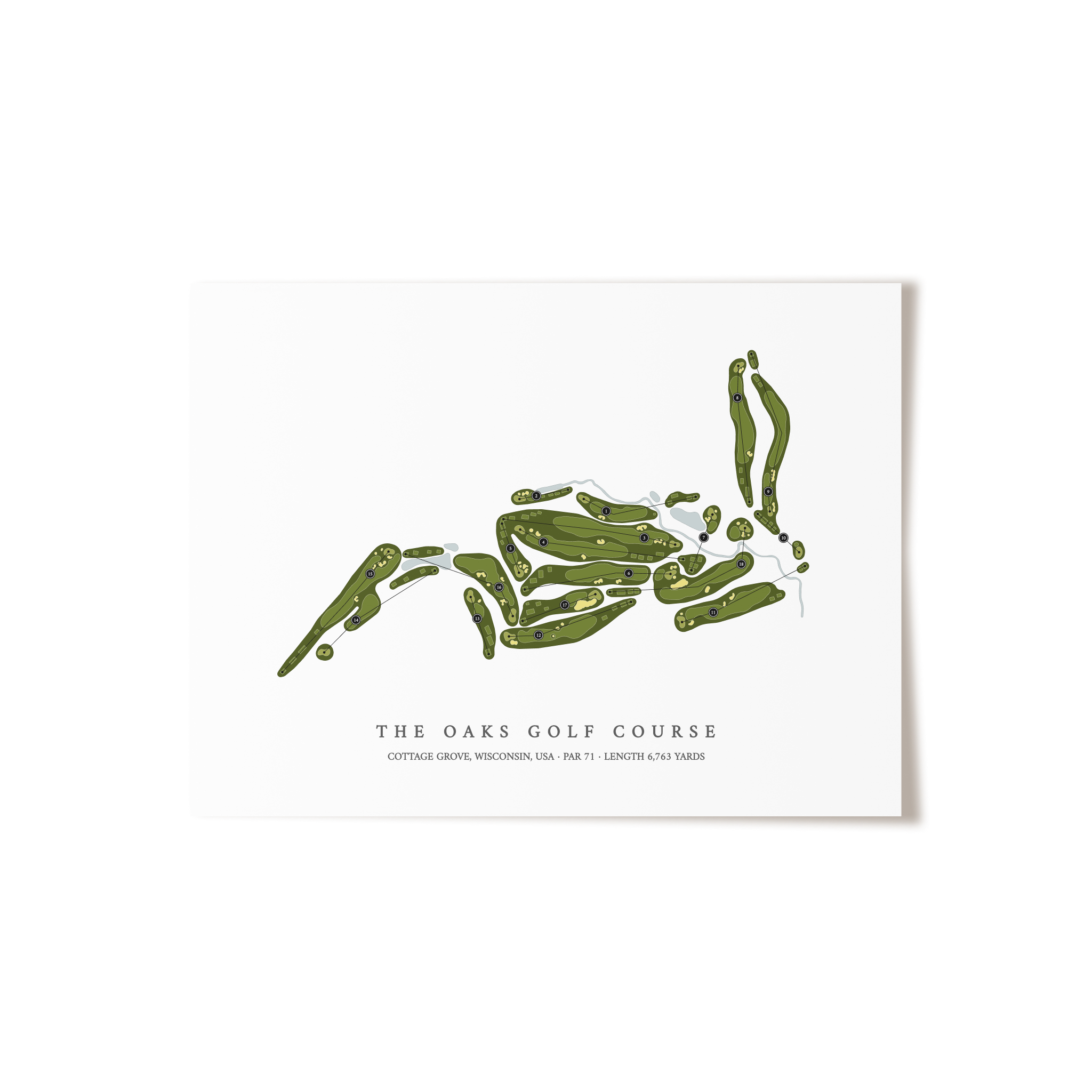 The Oaks Golf Course | Golf Course Map | Unframed 