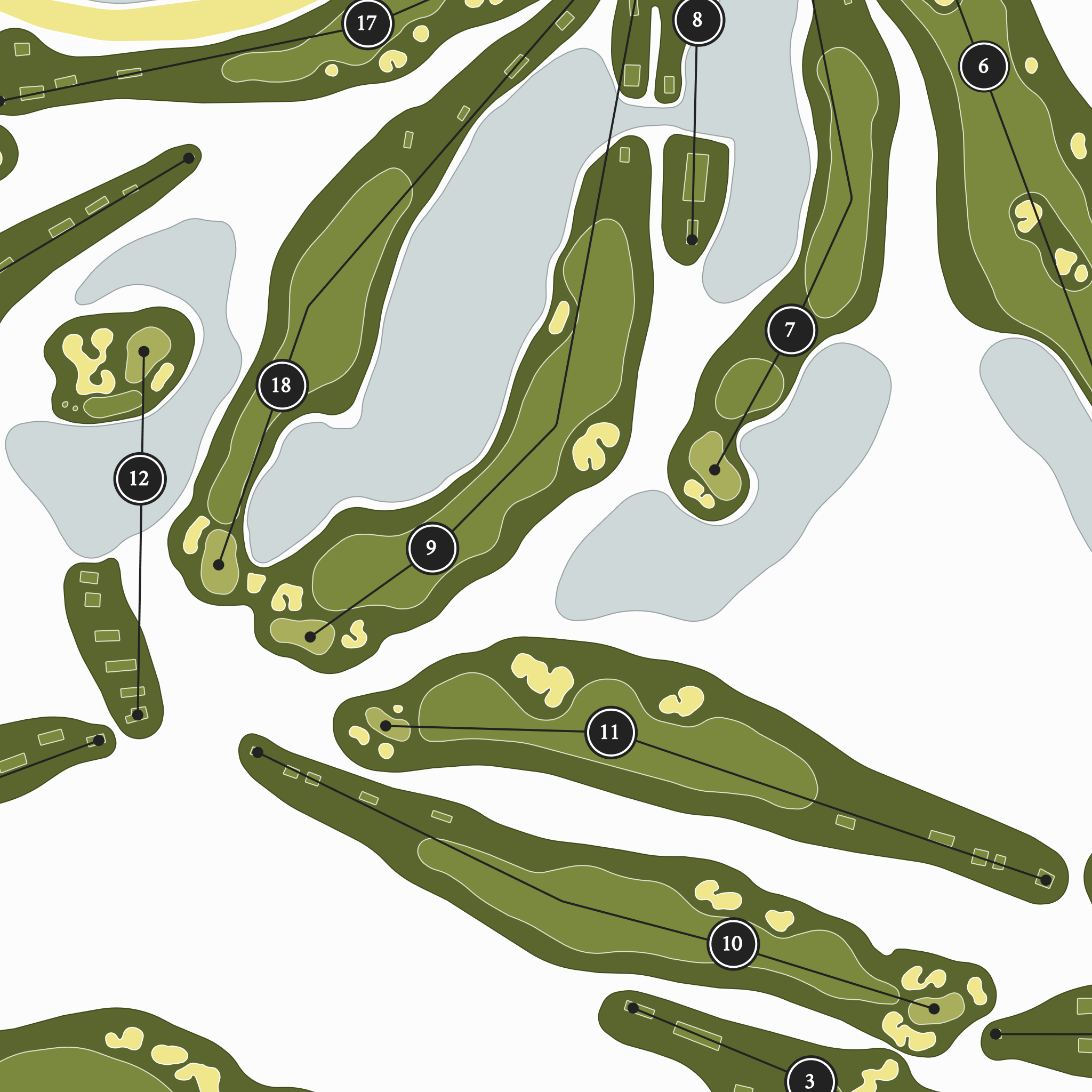 The Ocean Club | Golf Course Map | Close Up With Hole Numbers #hole numbers_yes