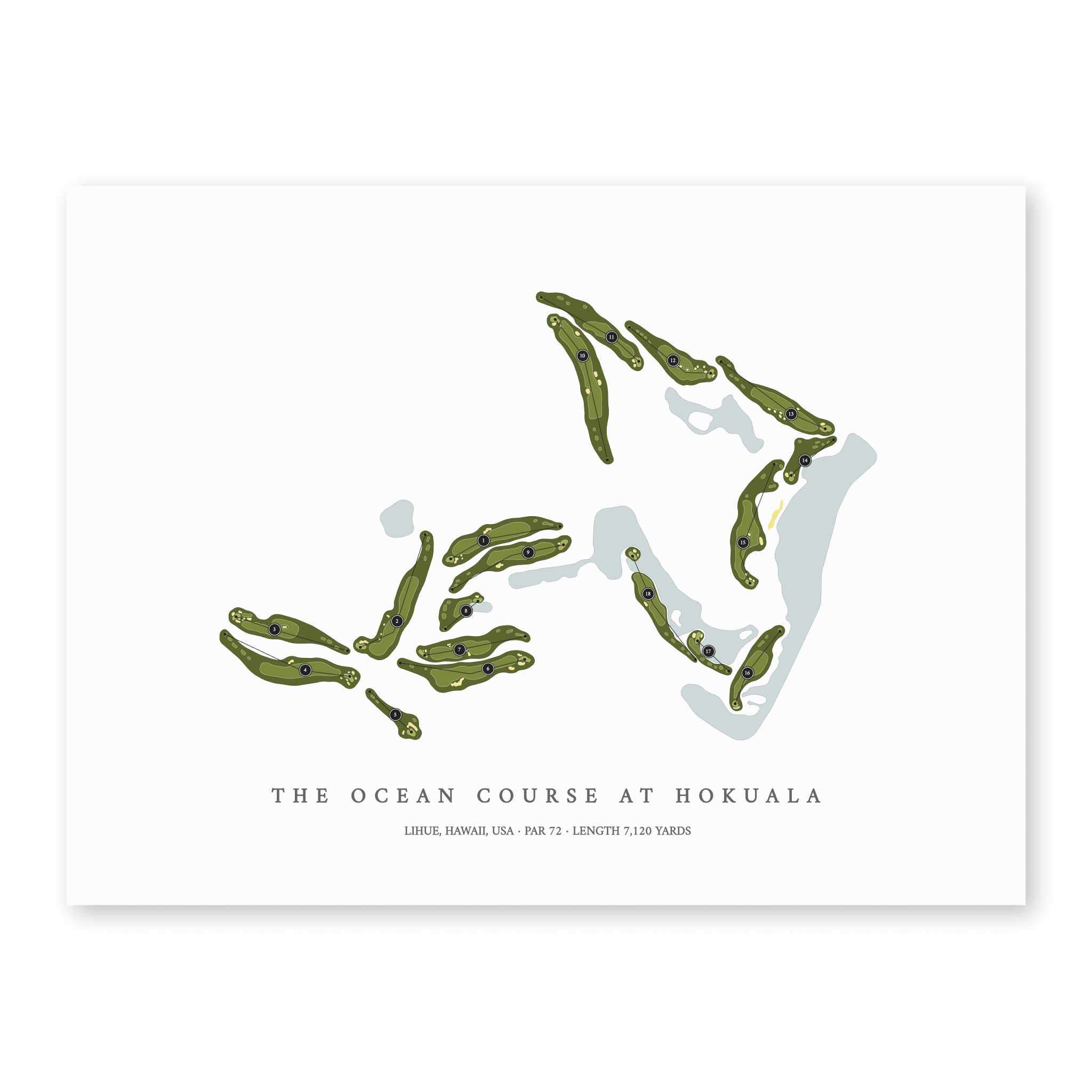 The Ocean Course at Hokuala | Golf Course Map | Unframed