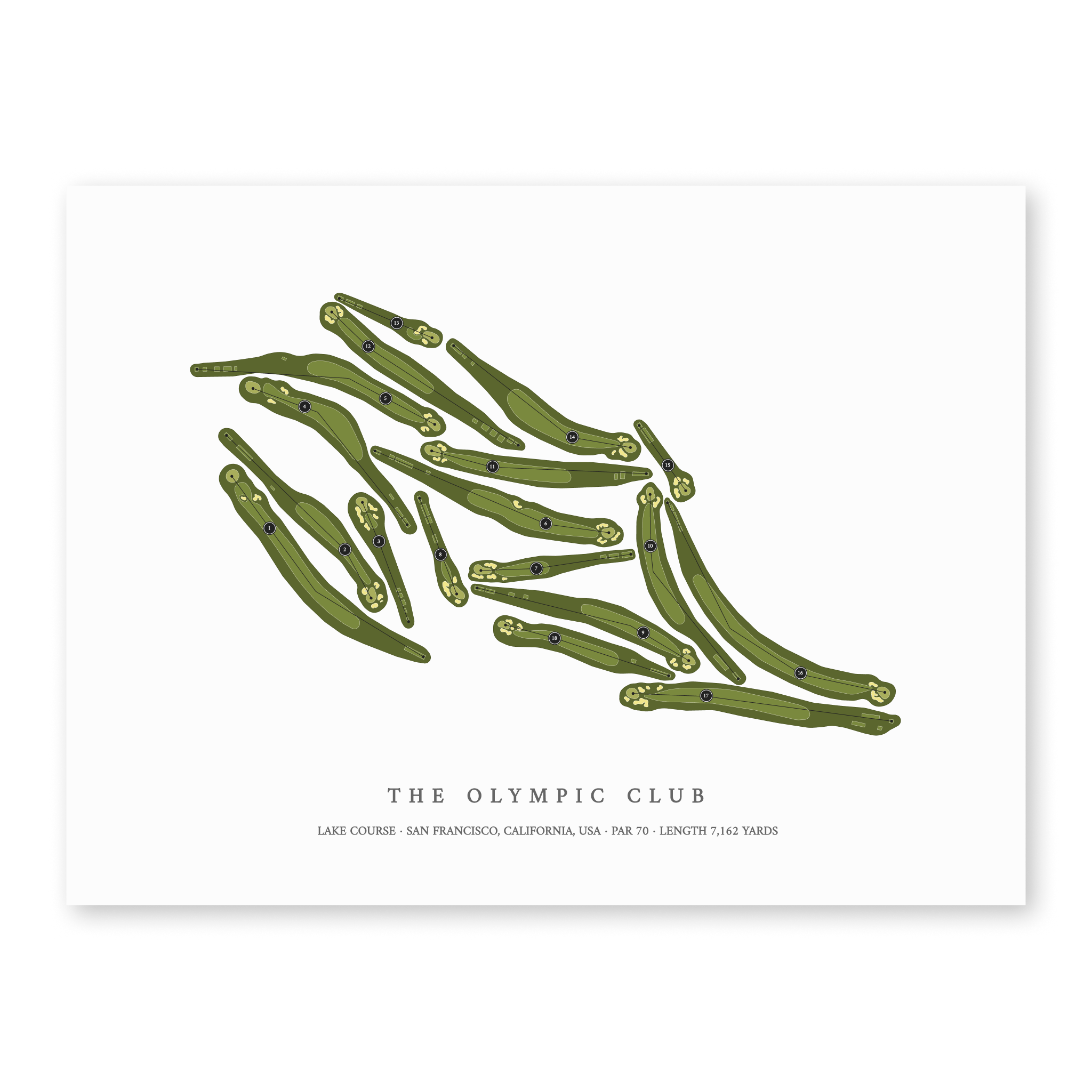 The Olympic Club - Lake Course | Golf Course Print | Unframed