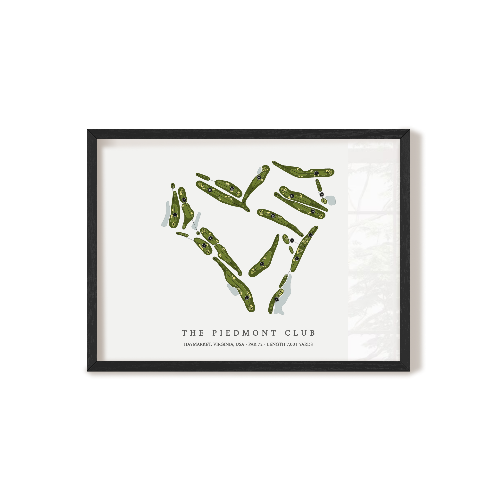 The Piedmont Club | Golf Course Map | Black Frame 