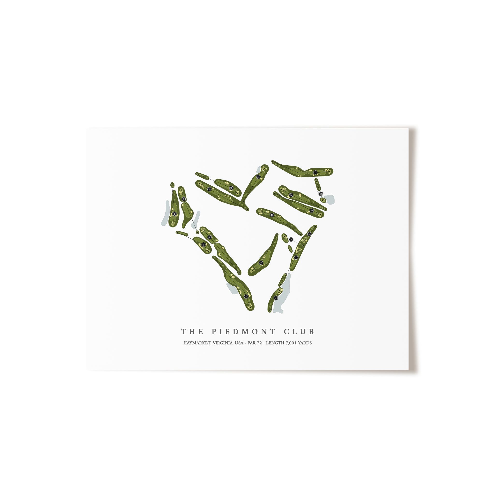 The Piedmont Club | Golf Course Map | Unframed 
