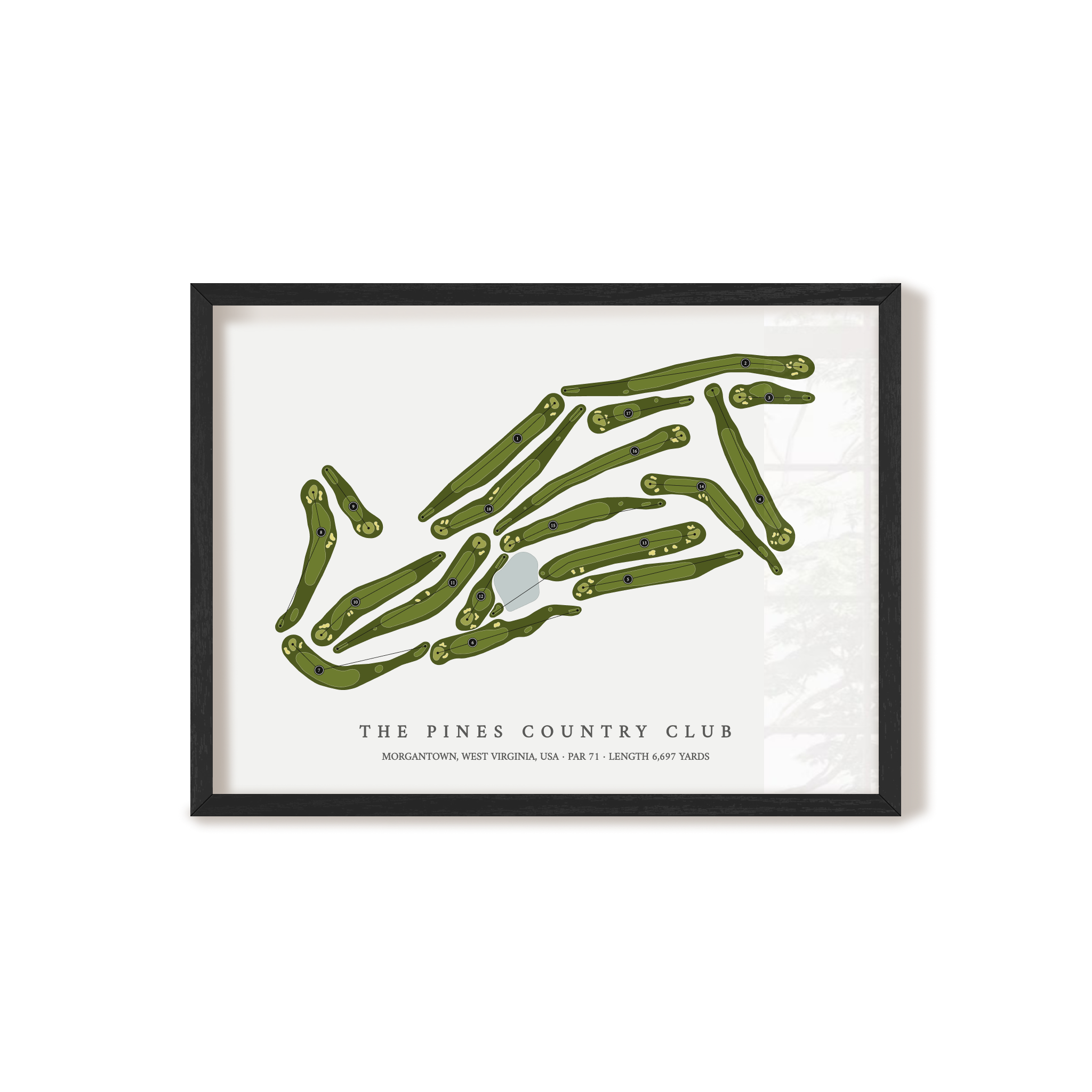 The Pines Country Club | Golf Course Map | Black Frame 
